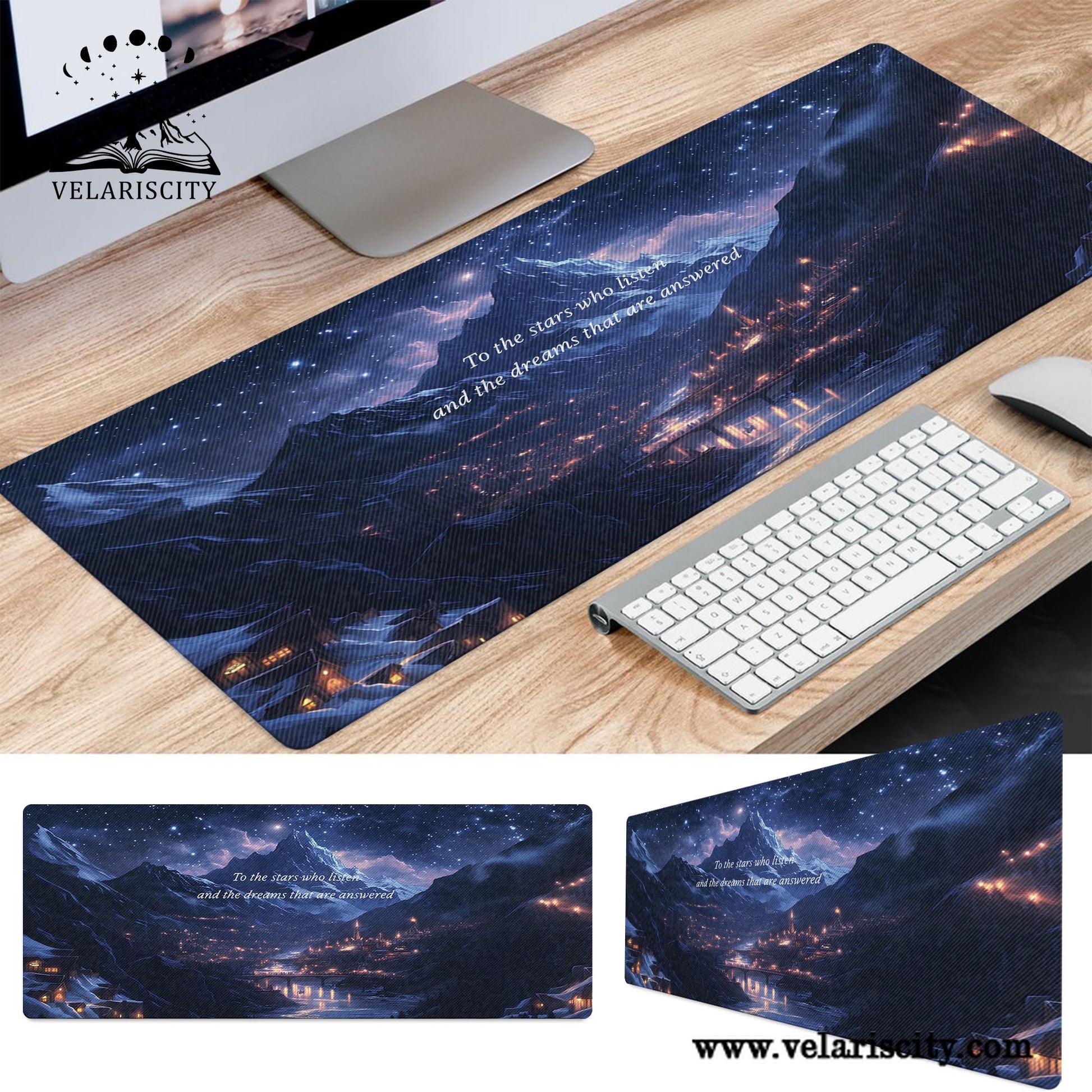 ACOTAR Desk Mat, To the Stars Who Listen Quote, Velaris Night Court Mouse Pad DMVLR37