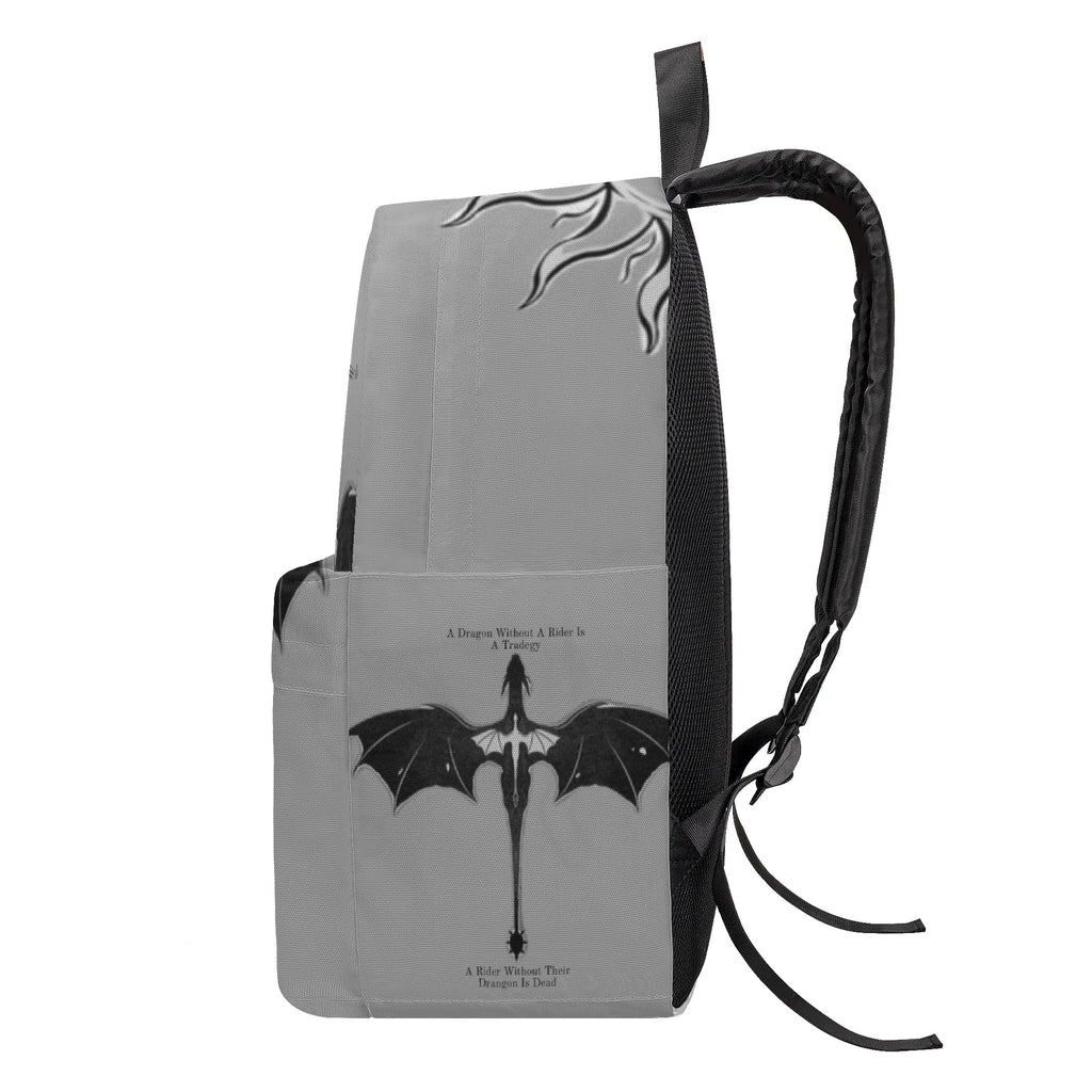 Fourth Wing Backpack, Dragon and Rider Quote, A Dragon Without A Rider Is A Tragedy, Fantasy Book Bag BPVLR10