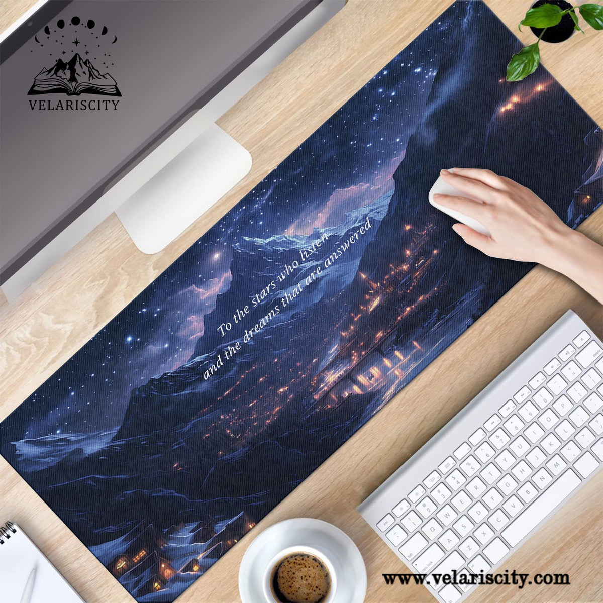 ACOTAR Desk Mat, To the Stars Who Listen Quote, Velaris Night Court Mouse Pad DMVLR37