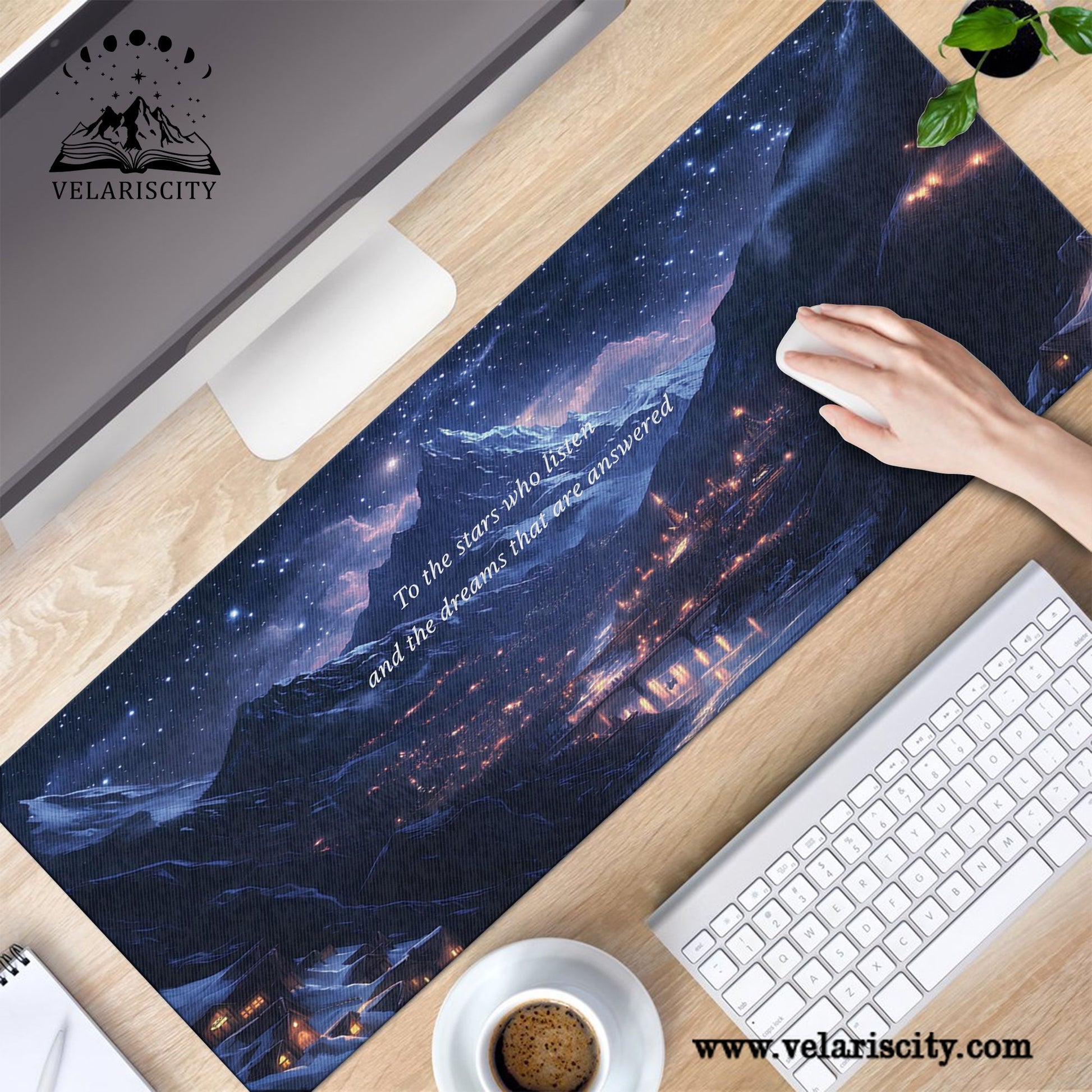 ACOTAR Desk Mat, To the Stars Who Listen Quote, Velaris Night Court Mouse Pad DMVLR37