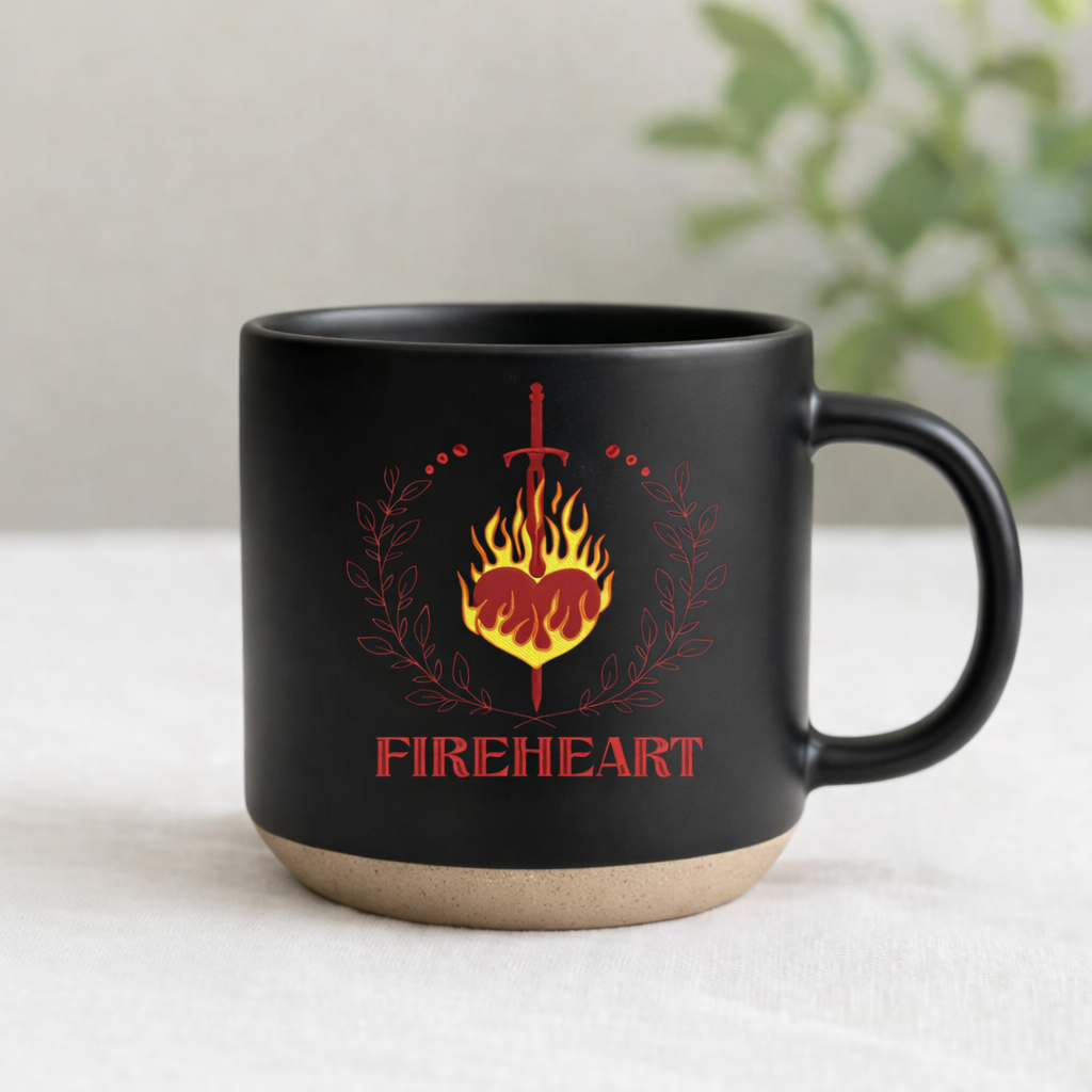 Fireheart Pottery Mug, Throne of Glass Inspired Ceramic Coffee Cup, Fantasy Bookish Mug, Reader Gift for Sarah J Maas Fans PMVLR30