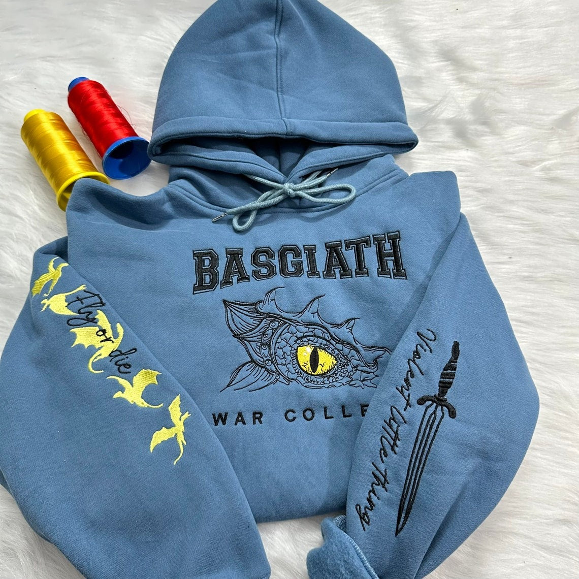 Embroidered Basgiath War College Hoodie, Fourth Wing embroidered, Dragon Rider embroidered, VEMB02