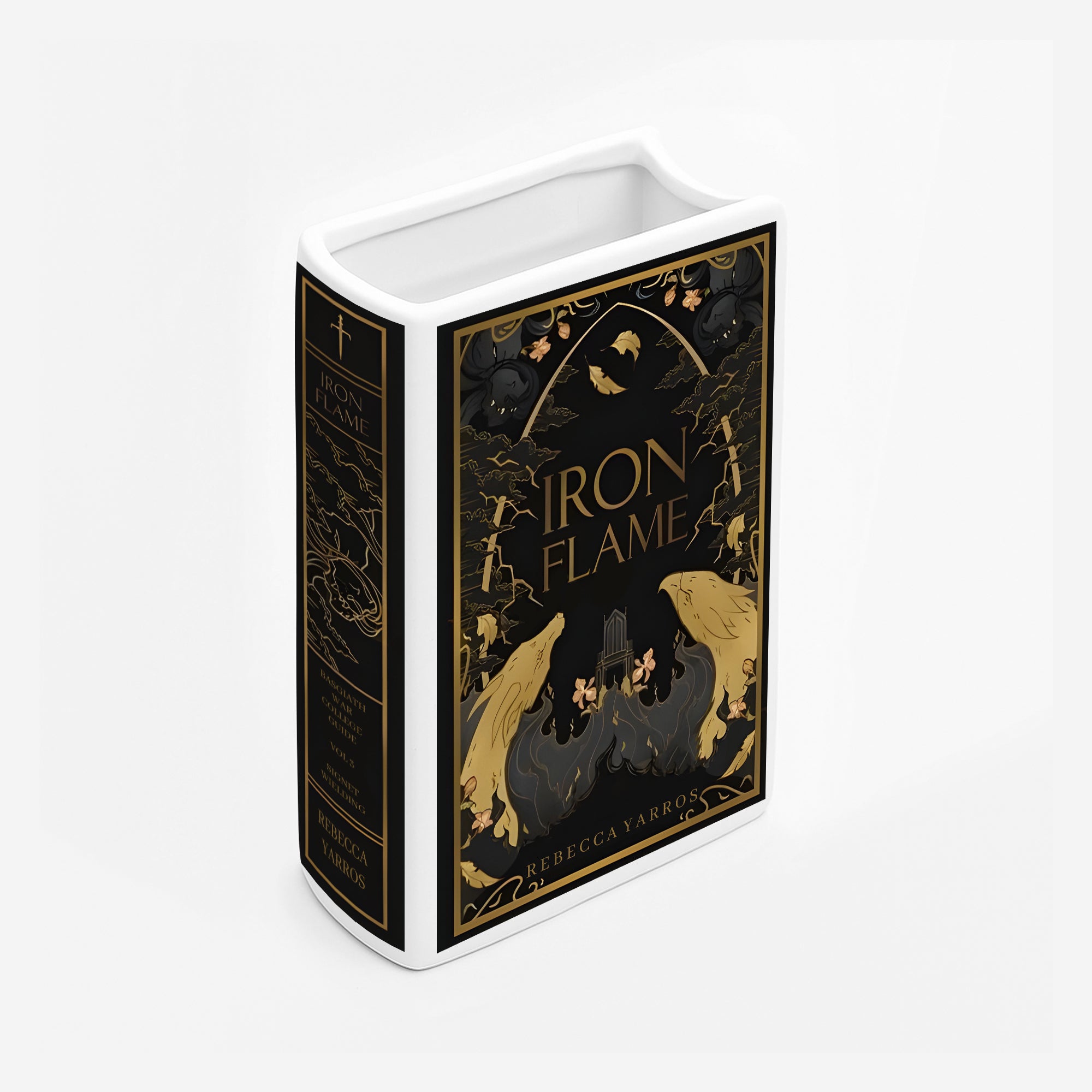 Iron Flame Ceramic Book Vase, Dark Fantasy Dragon Decor, Gothic Aesthetic Gift for Book Lovers and Empyrean Fans CVVRL10