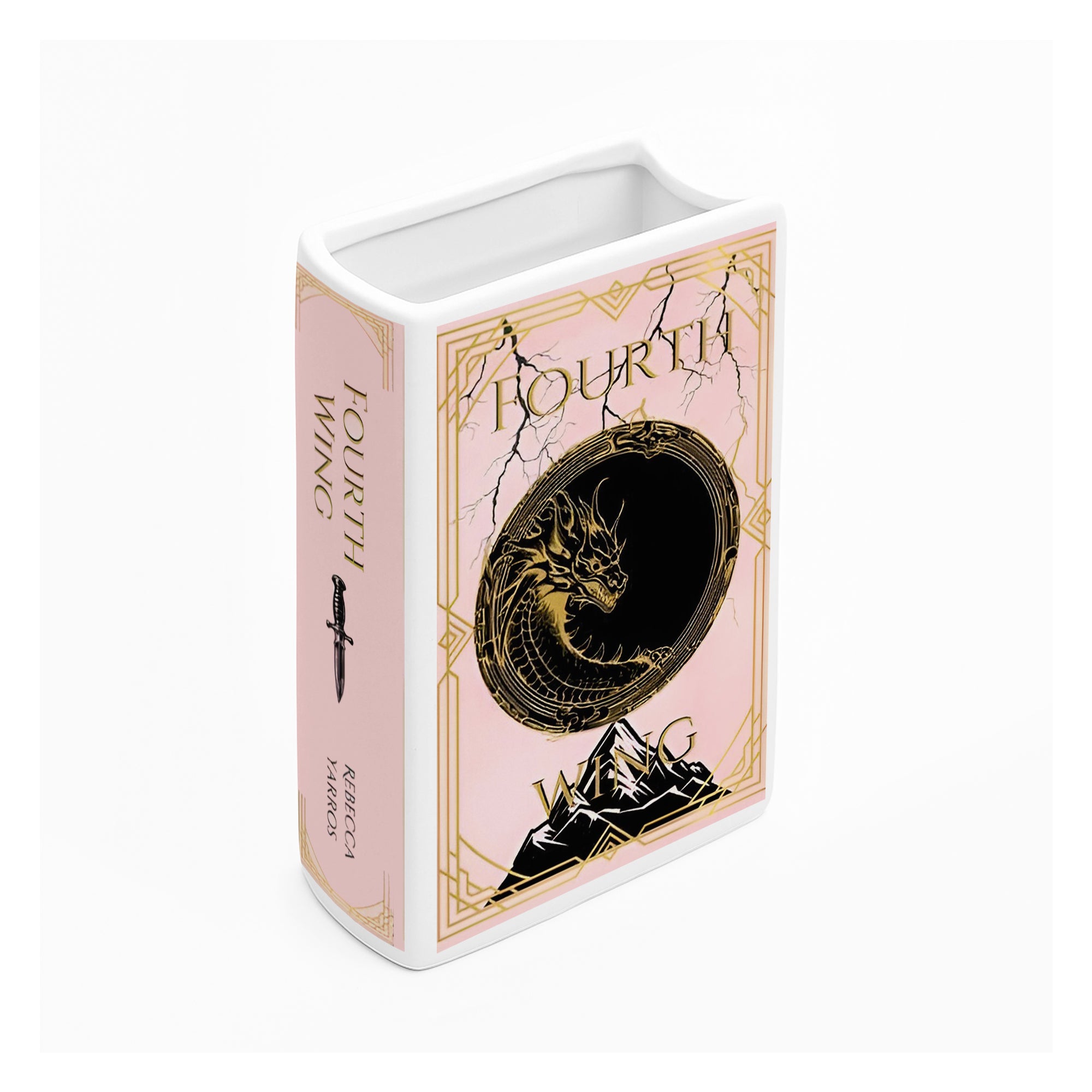 Fourth Wing Ceramic Book Vase, Fantasy Dragon Decor, Book Lover Gift, Bookish Shelf Accent, Romantic Fantasy Home Decoration CVVLR39