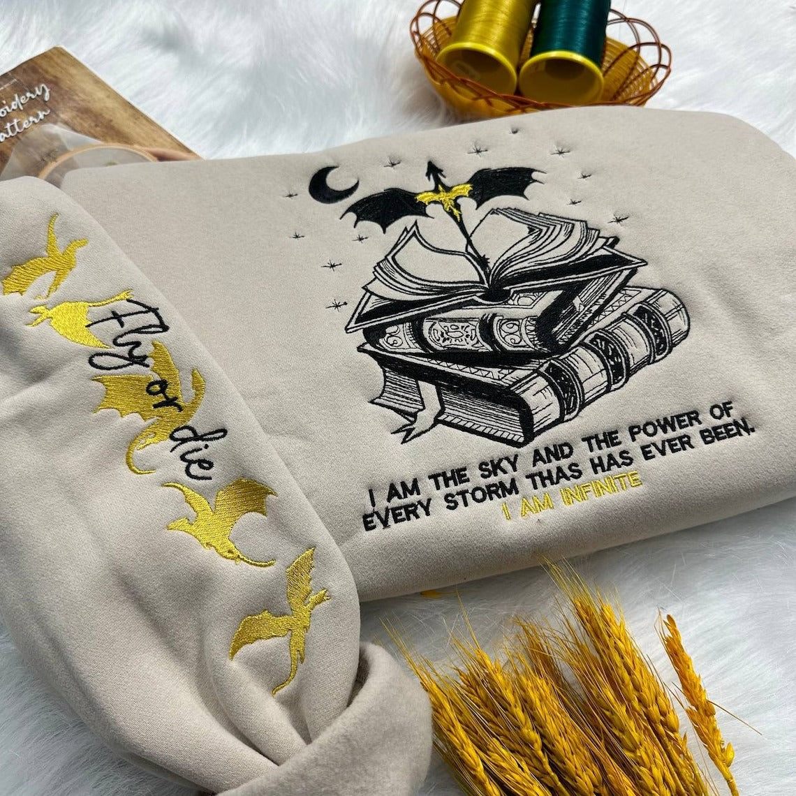 Embroidered I Am Infinite Sweatshirt, I Am The Sky And The Power Of Every Storm That Has Sweatshirt, VEMB04