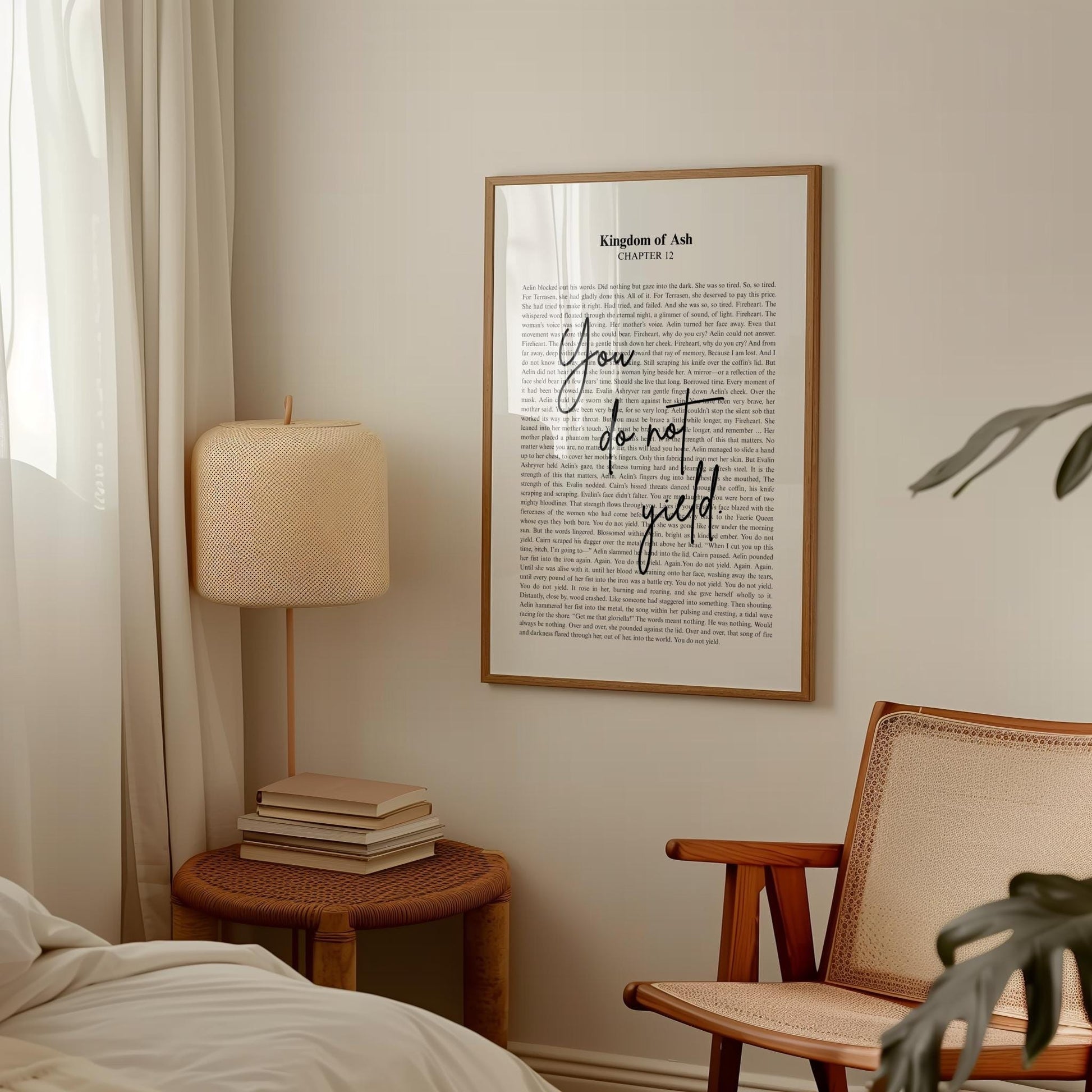 You do not yield, Throne of Glass Poster, Aelin Galathynius, Sarah J Maas Quote, Minimalistic Bookish Quote Print Art, Kingdom of Ash VLRP42