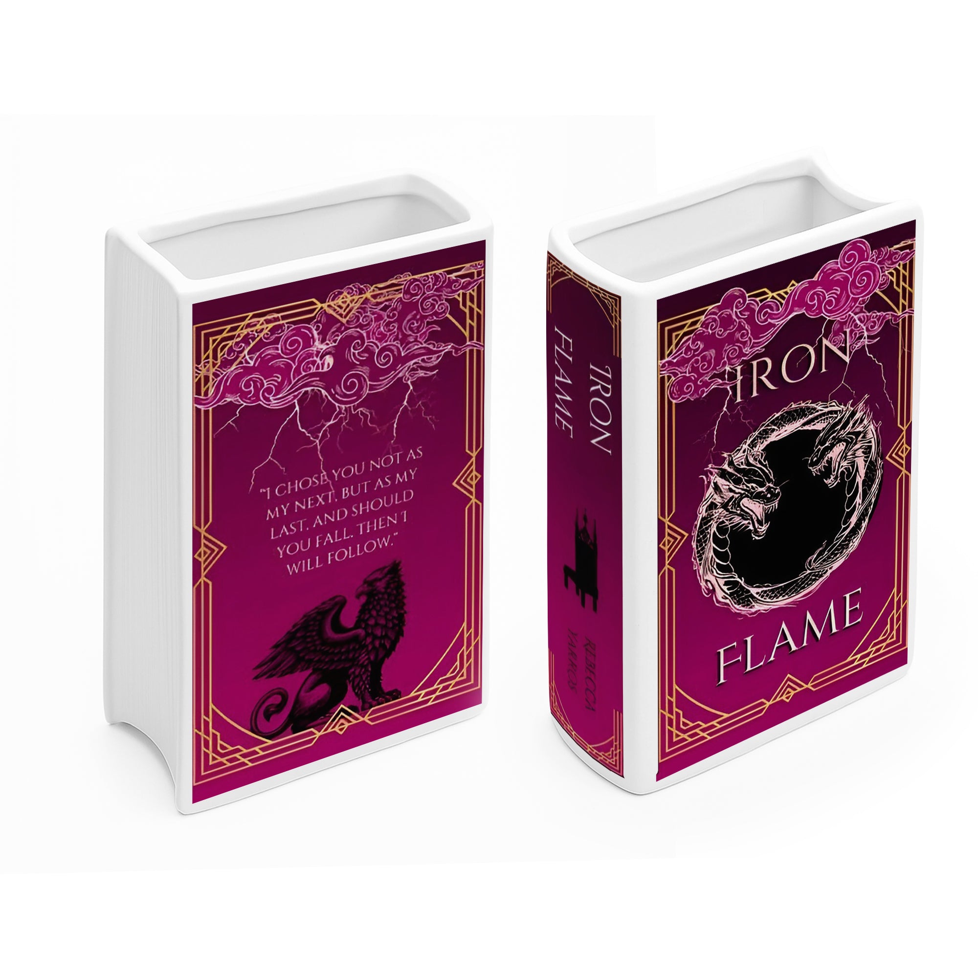 Iron Flame Ceramic Book Vase, Fantasy Dragon Decor, Book Lover Gift, Bookish Shelf Accent, Romantic Fantasy Home Decoration CVVLR40