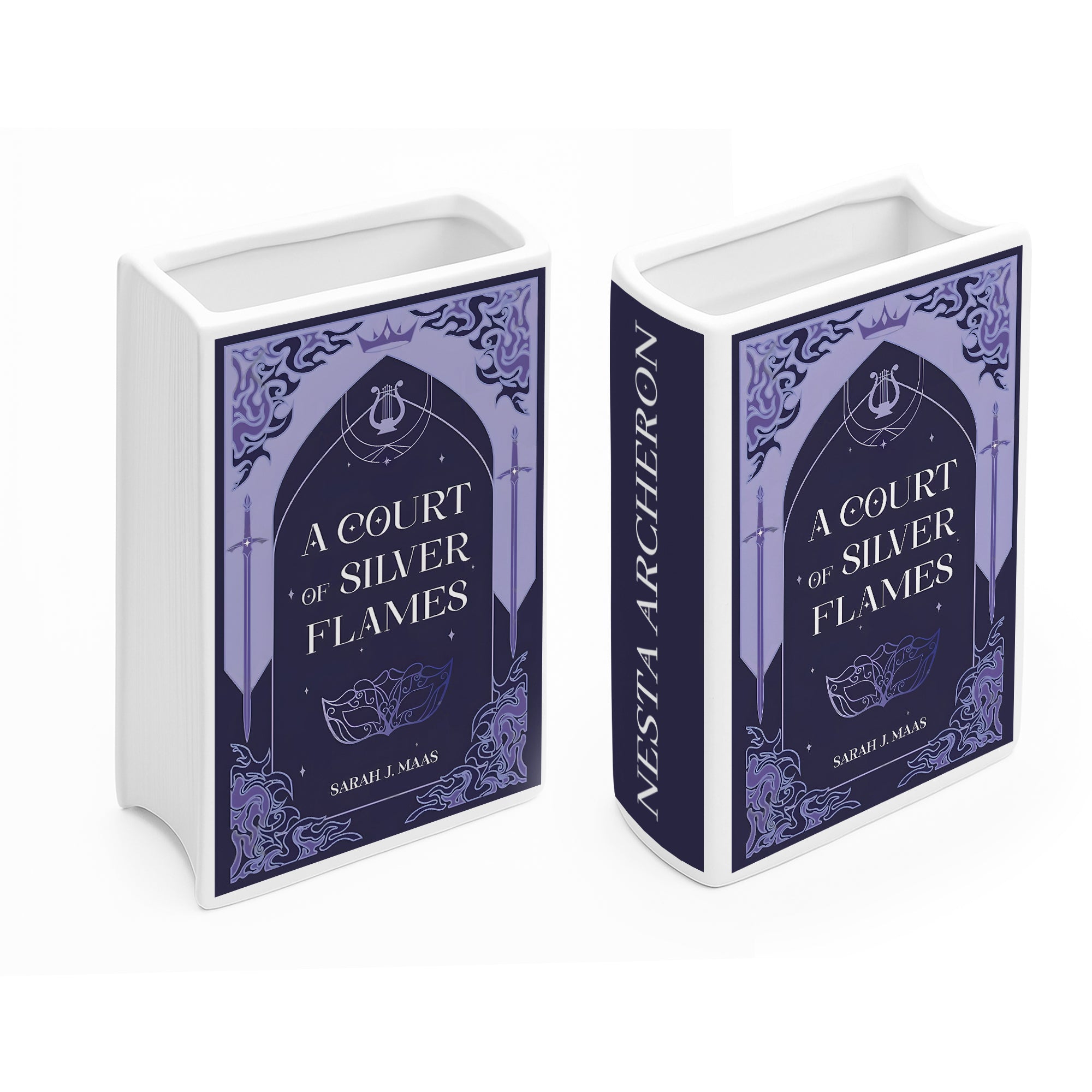 A Court of Silver Flames Ceramic  Book Vase, ACOSF Nesta Archeron Decor, Fantasy Romance Gift for ACOTAR Fans CVVRL22