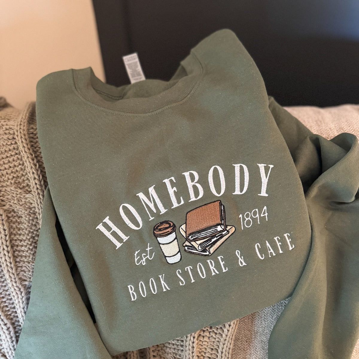 Homebody Book Store & Cafe Embroidered Sweatshirt, Reading Club T-shirt, Gift for Book Lover, Book Club Gift, Bookworm Crewneck