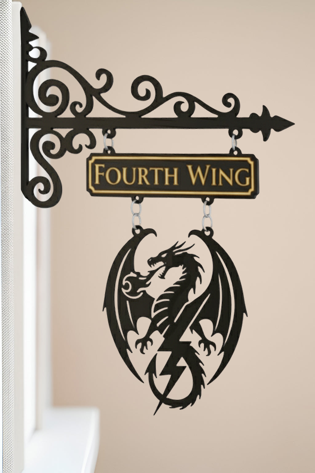Fourth Wing Book Tavern Sign, Dragon Emblem Wooden Book Tracker, Basgiath Decor, Fantasy Wall Hanging, Gift for Dragon Lovers BSVLR31