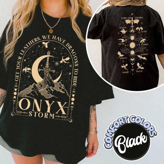 Get Your Leathers We Have Dragons to Ride Comfort Colors Shirt, Onyx Storm Shirt, Gifts for Readers, Fantasy Book Dragon Shirt,Bookish Shirt CFVLR49