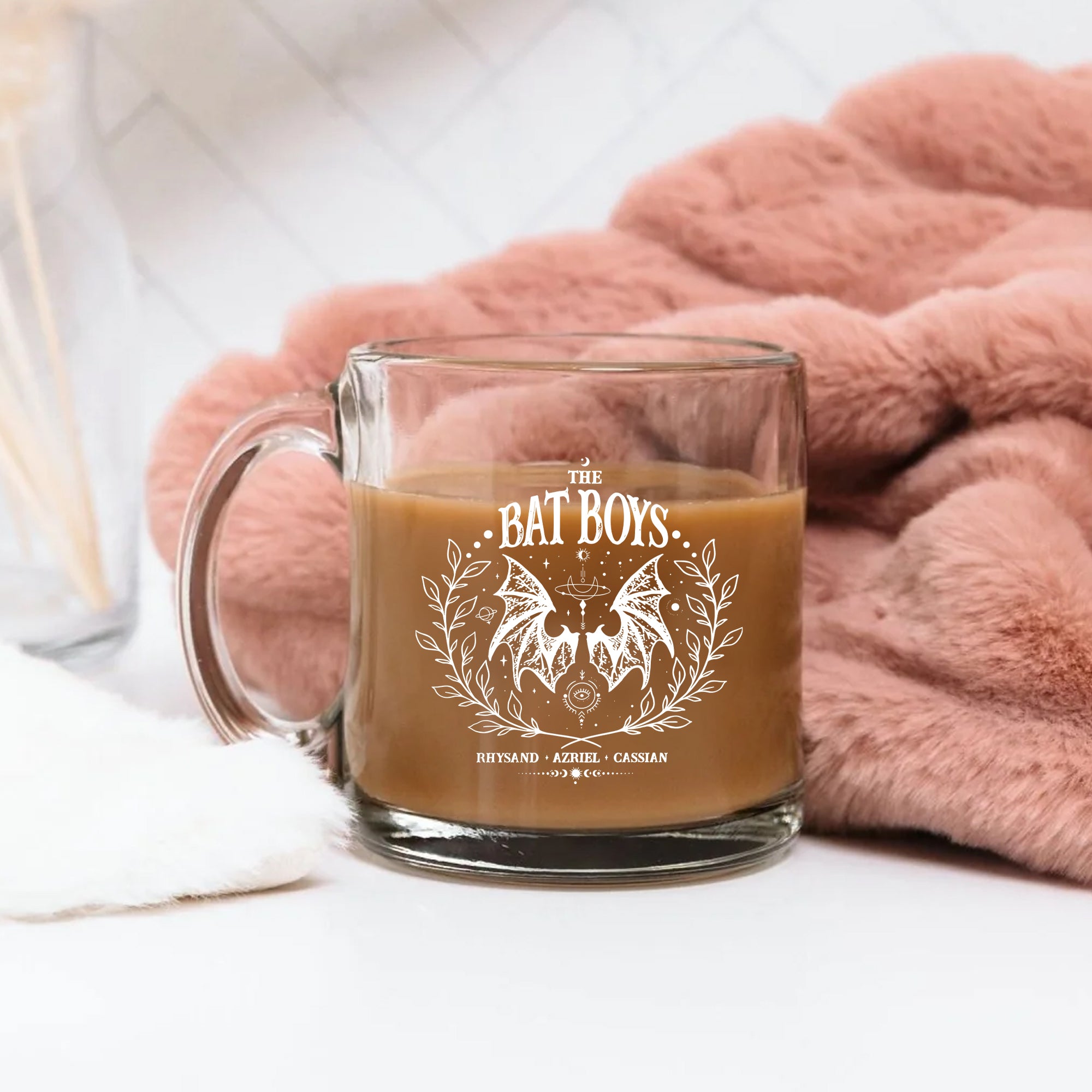 Bat Boys Stemless Wine Glass, Night Court Inspired Wine Cup, Winged Fantasy Barware, Dark Bookish Reader Gift, BGVLR09