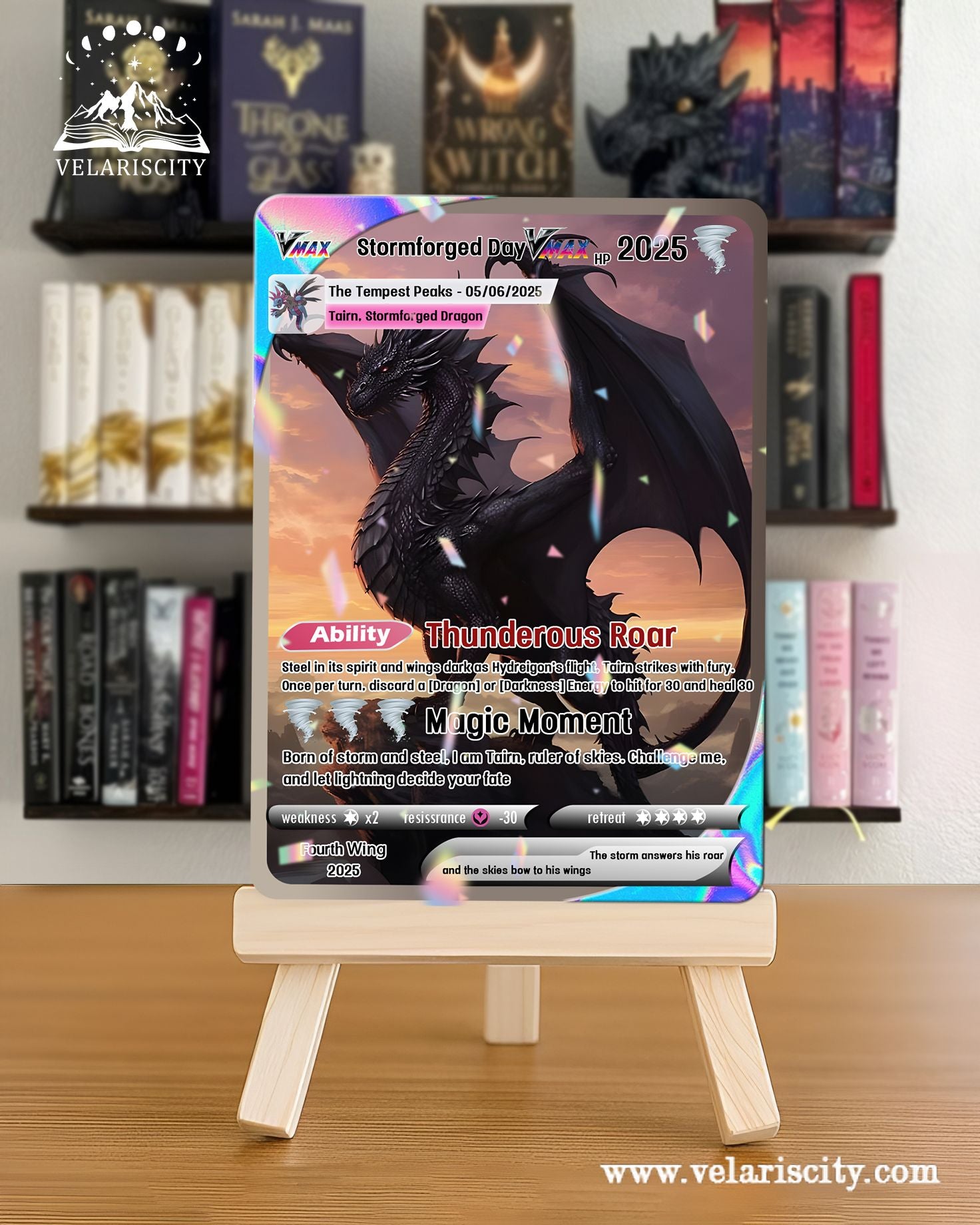 Fourth Wing Tairn Custom Card, Stormforged Dragon Fantasy Collectible Gift for Fans CVLR011