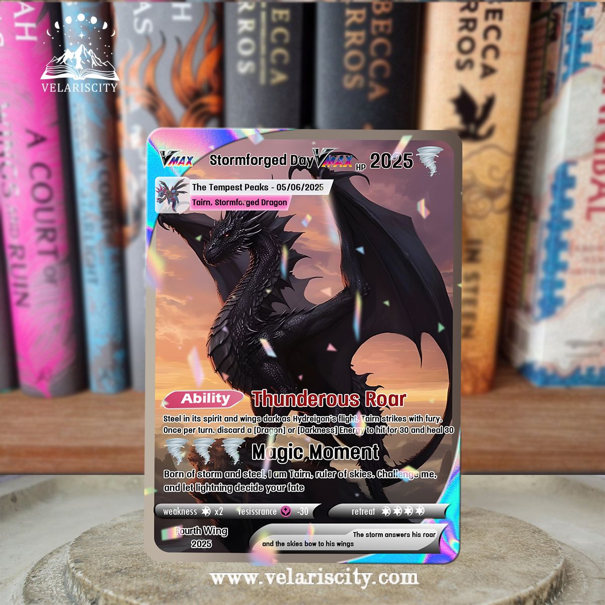 Fourth Wing Tairn Custom Card, Stormforged Dragon Fantasy Collectible Gift for Fans CVLR011