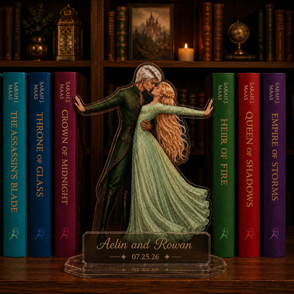 Aelin and Rowan Bookend Standee, Throne of Glass Inspired Acrylic Bookshelf Decor, Fantasy Romance Book Lover Gift, Terrasen Shelf Display. BSVLAR11