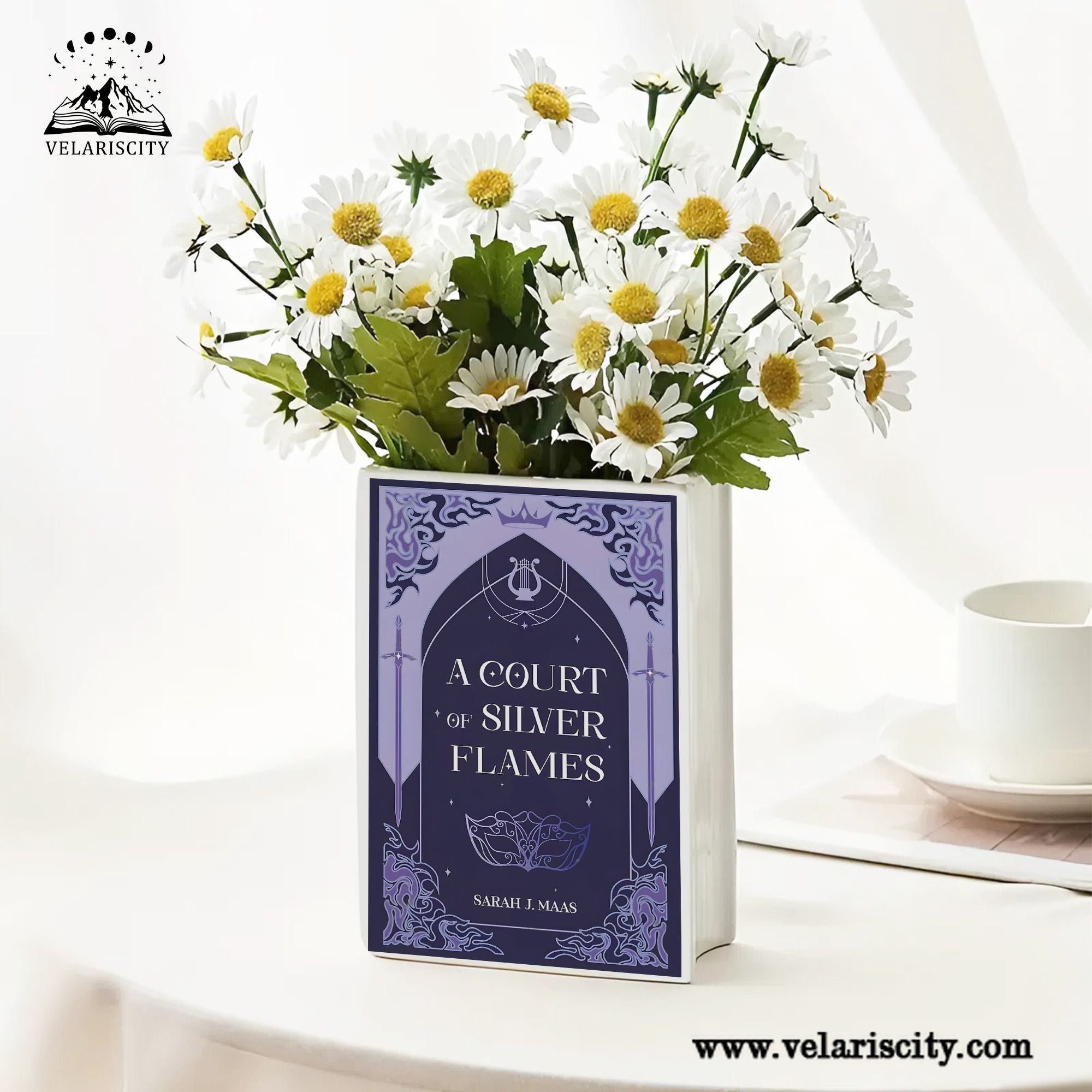 A Court of Silver Flames Ceramic  Book Vase, ACOSF Nesta Archeron Decor, Fantasy Romance Gift for ACOTAR Fans CVVRL22