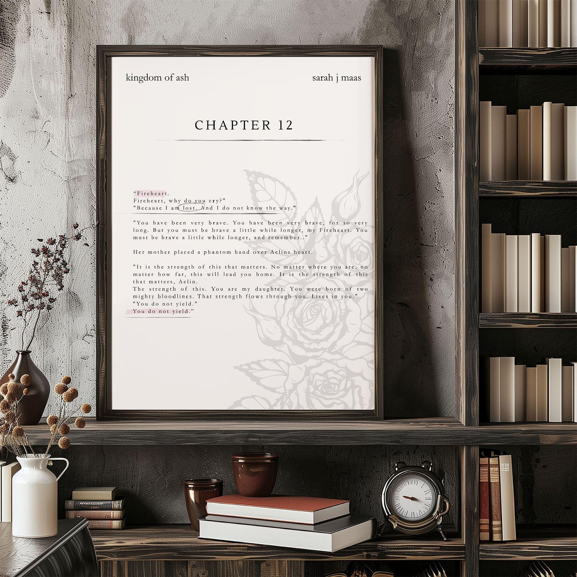 Fireheart Poster, Throne of Glass Quote Poster, Kingdom of Ash Wall Art, Aelin Galathynius Print, Sarah J Maas Poster, Fantasy Book Quote, Bookish Wall Decor VLRP31