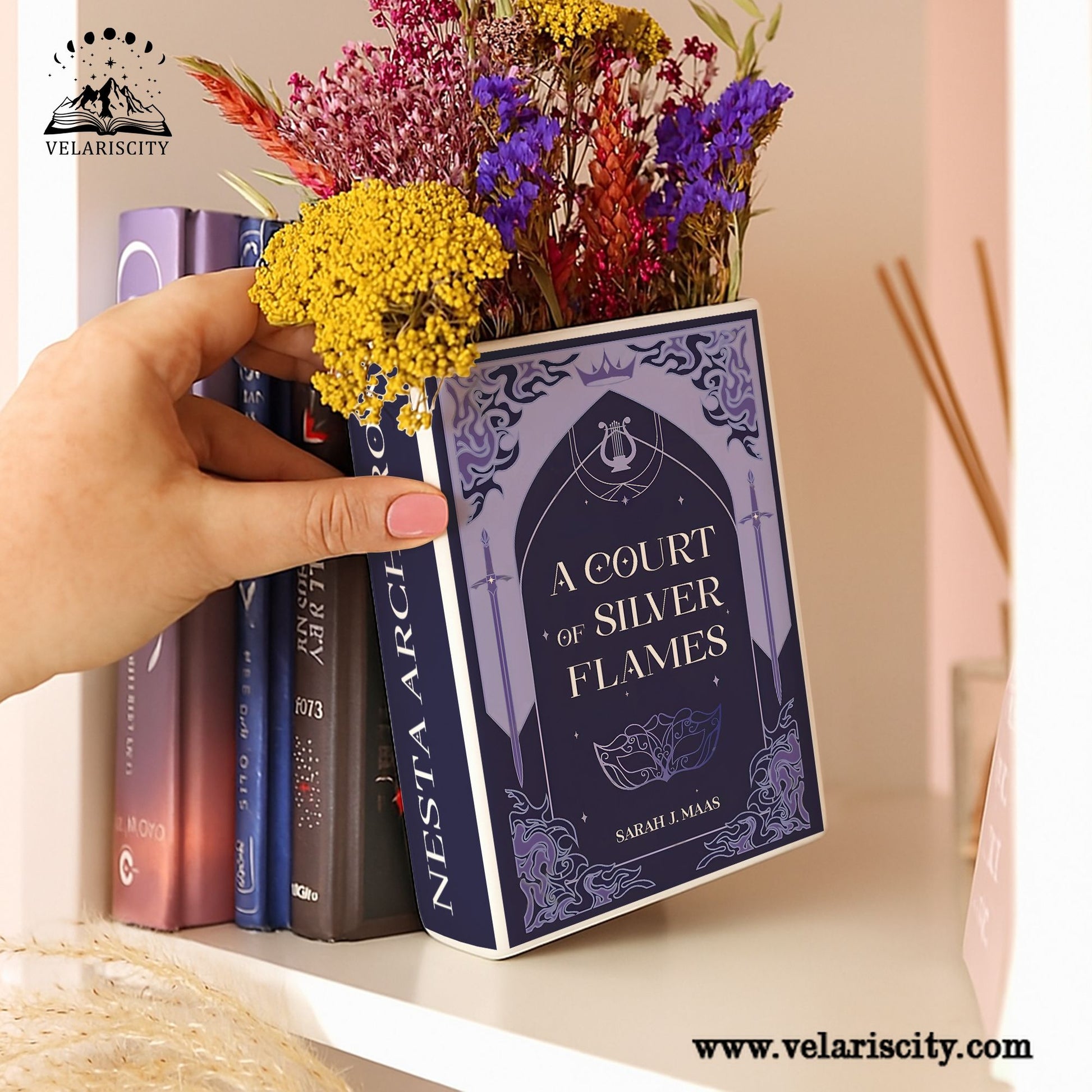 A Court of Silver Flames Ceramic  Book Vase, ACOSF Nesta Archeron Decor, Fantasy Romance Gift for ACOTAR Fans CVVRL22