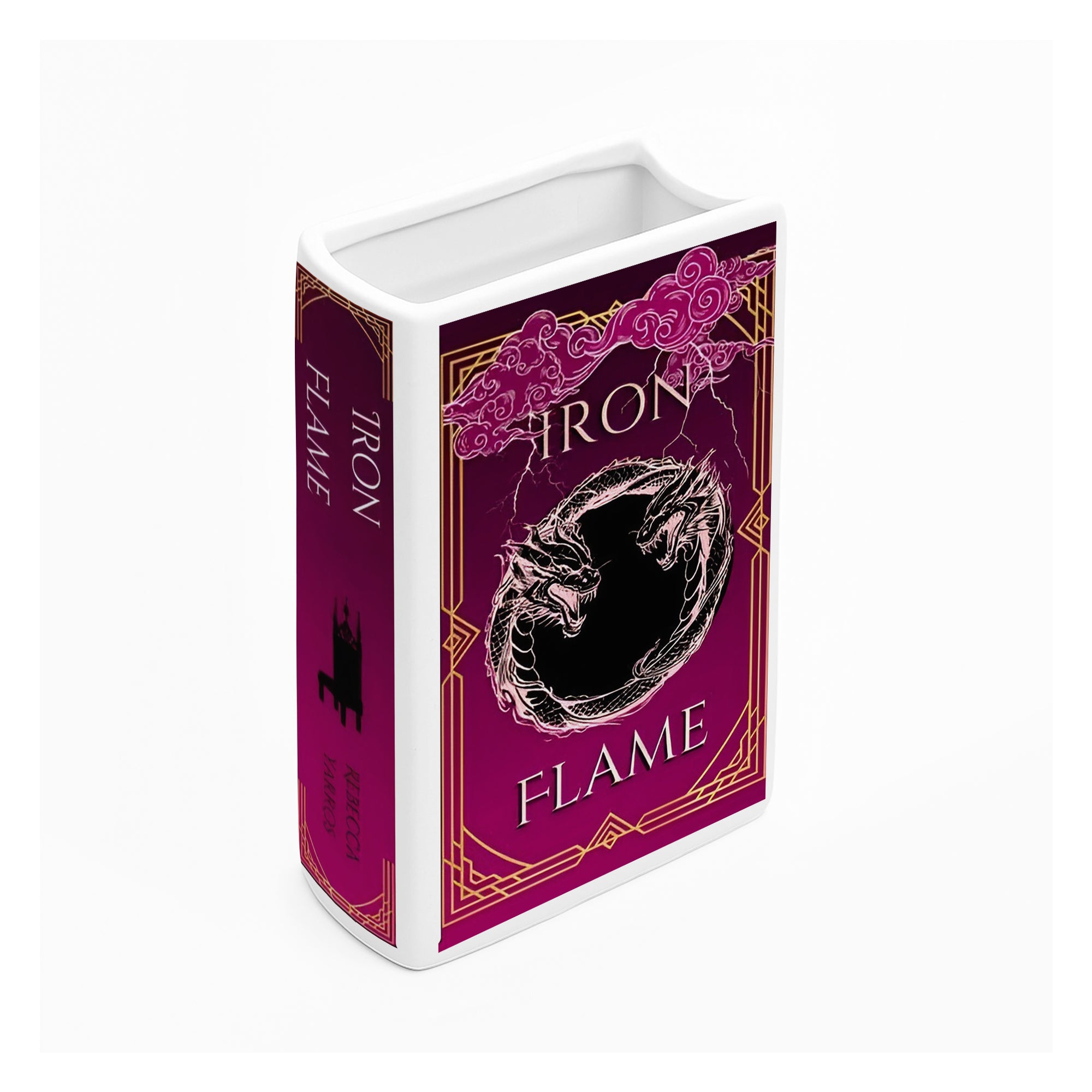 Iron Flame Ceramic Book Vase, Fantasy Dragon Decor, Book Lover Gift, Bookish Shelf Accent, Romantic Fantasy Home Decoration CVVLR40
