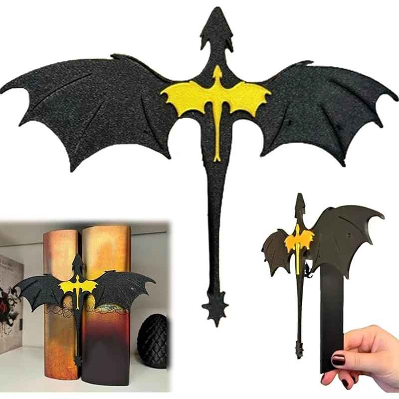 Fourth Wing Double Dragon BOOK INSERT, Bookmark, Book Accessory, Black and Gold Dragons