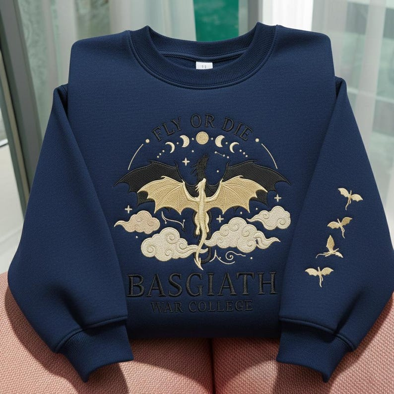 Fly or Die Dragon Rider Sweatshirt, Basgiath War College Crewneck, Fantasy Book Lover Gift for Readers VEMB75