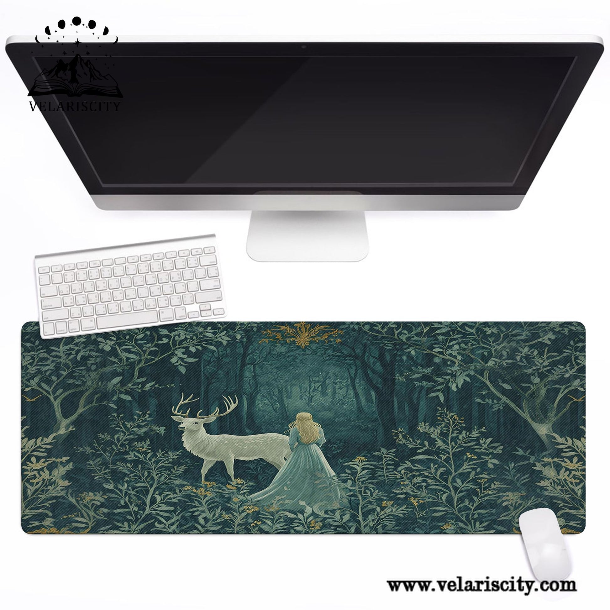 Throne of Glass Desk Mat, Aelin and the Stag of Terrasen, Sarah J Maas Fantasy Book Desk Pad DMVLR20