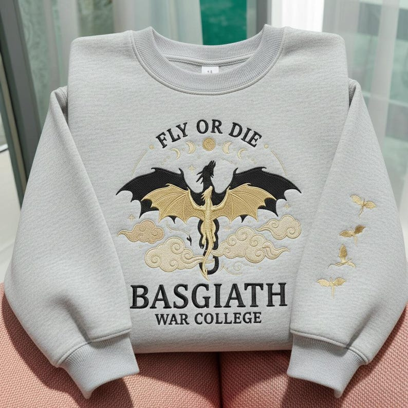 Fly or Die Dragon Rider Sweatshirt, Basgiath War College Crewneck, Fantasy Book Lover Gift for Readers VEMB75