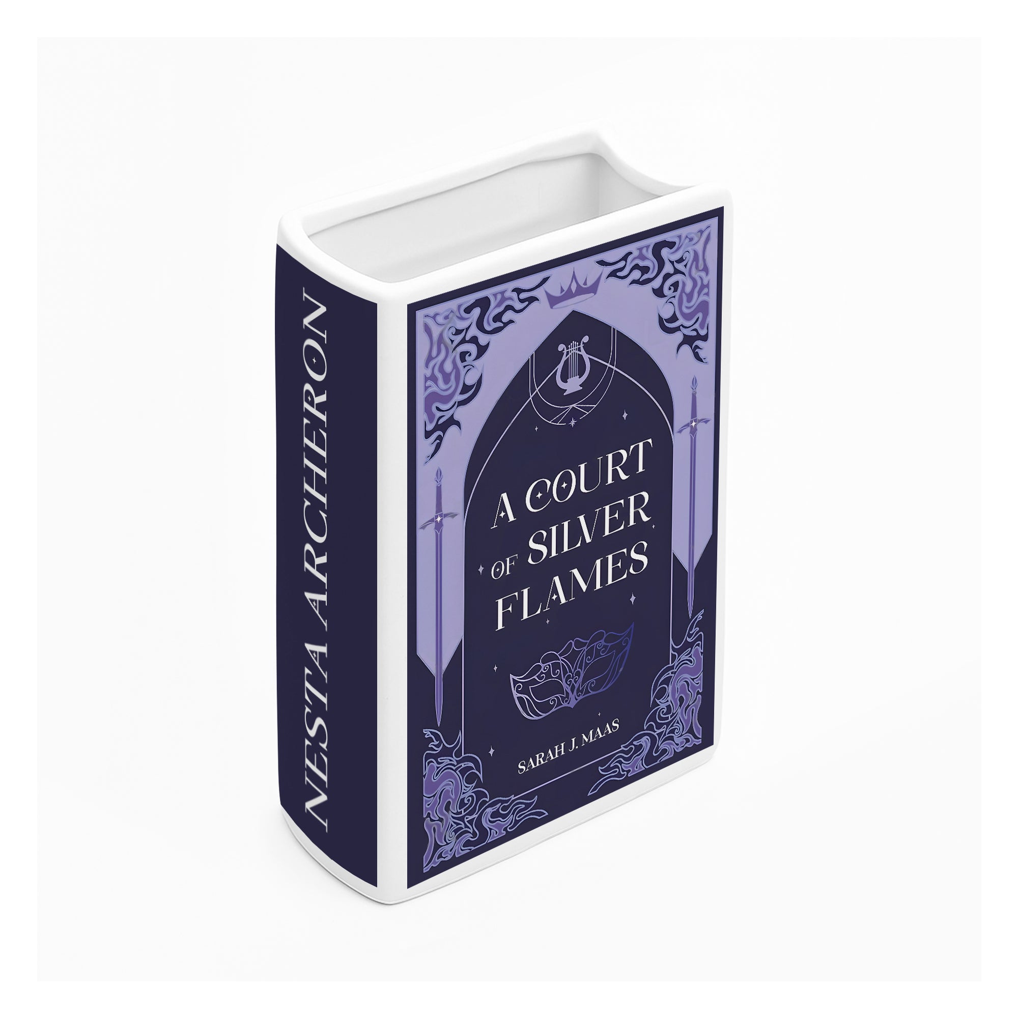 A Court of Silver Flames Ceramic  Book Vase, ACOSF Nesta Archeron Decor, Fantasy Romance Gift for ACOTAR Fans CVVRL22