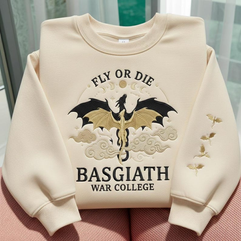Fly or Die Dragon Rider Sweatshirt, Basgiath War College Crewneck, Fantasy Book Lover Gift for Readers VEMB75