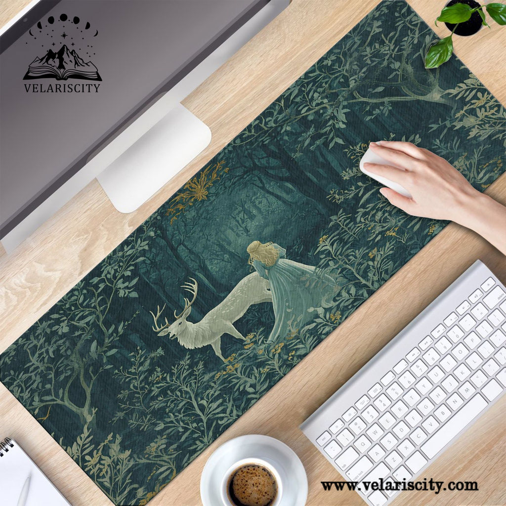 Throne of Glass Desk Mat, Aelin and the Stag of Terrasen, Sarah J Maas Fantasy Book Desk Pad DMVLR20