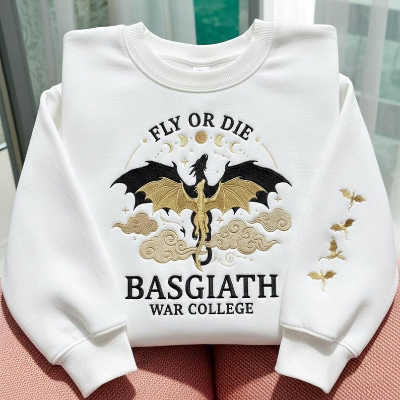 Fly or Die Dragon Rider Sweatshirt, Basgiath War College Crewneck, Fantasy Book Lover Gift for Readers VEMB75