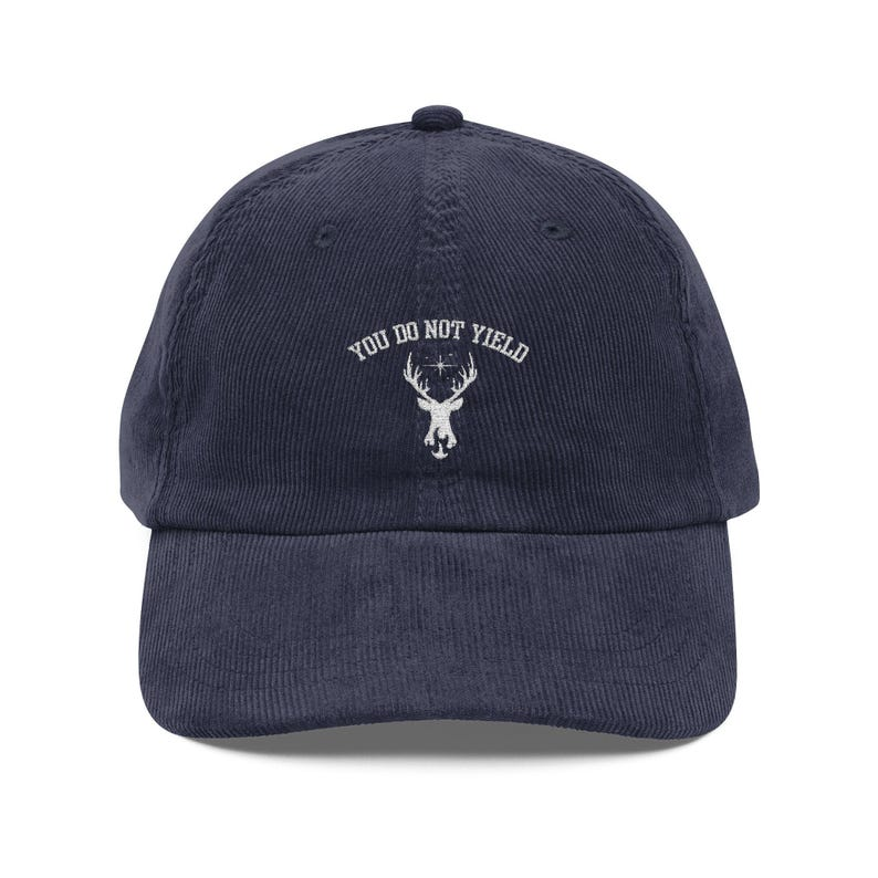 You Do Not Yield Corduroy Dad Hat, Throne of Glass Inspired Embroidered Cap, Bookish Fantasy Gift for Readers VLRH24