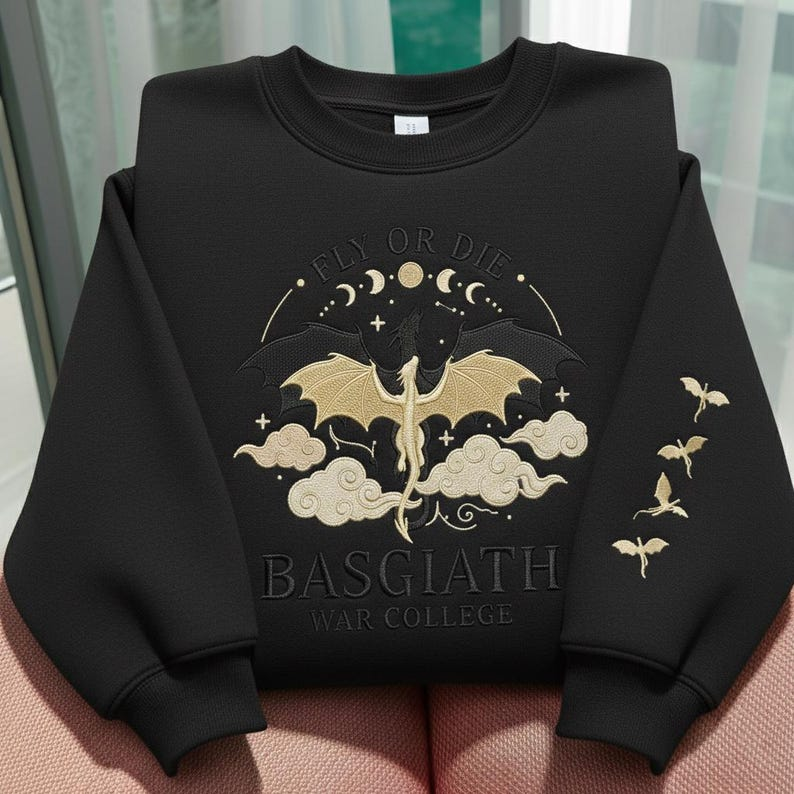 Fly or Die Dragon Rider Sweatshirt, Basgiath War College Crewneck, Fantasy Book Lover Gift for Readers VEMB75