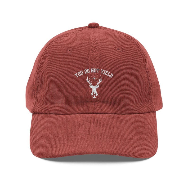 You Do Not Yield Corduroy Dad Hat, Throne of Glass Inspired Embroidered Cap, Bookish Fantasy Gift for Readers VLRH24