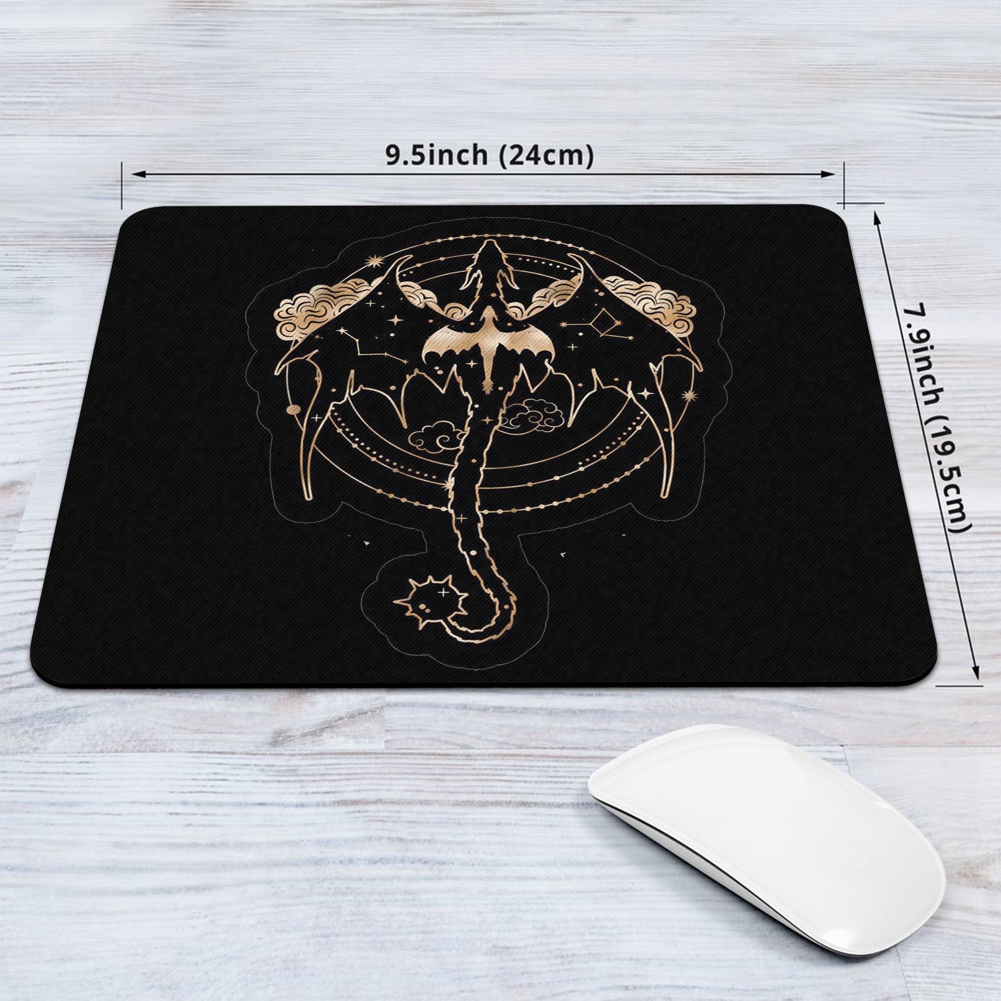 Fourth Wing Dragon Desk Mat, Gold Dragon Mouse Pad, Empyrean Series Desk Pad for Readers & Gamers DMVLR09