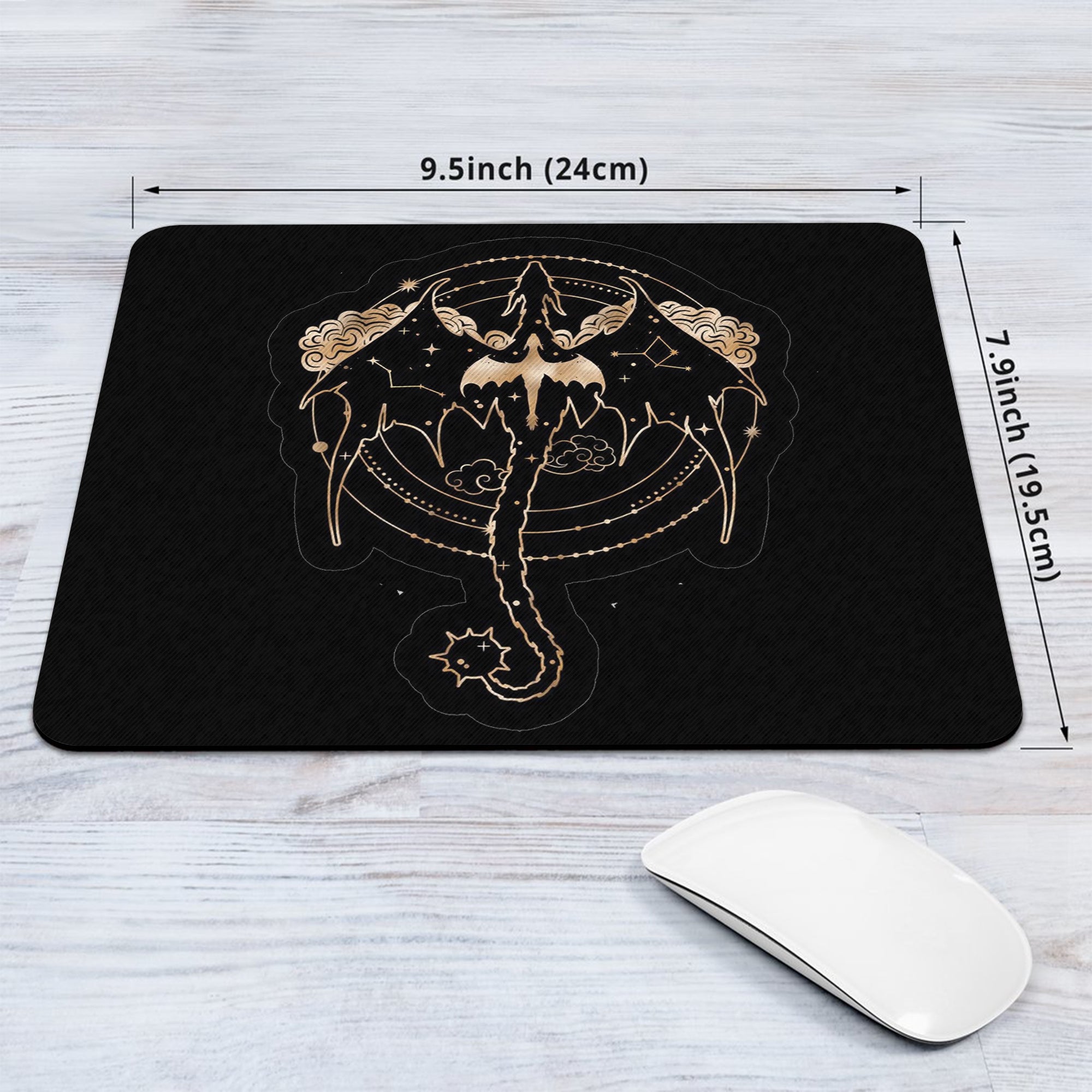 Fourth Wing Dragon Desk Mat, Gold Dragon Mouse Pad, Empyrean Series Desk Pad for Readers & Gamers DMVLR09