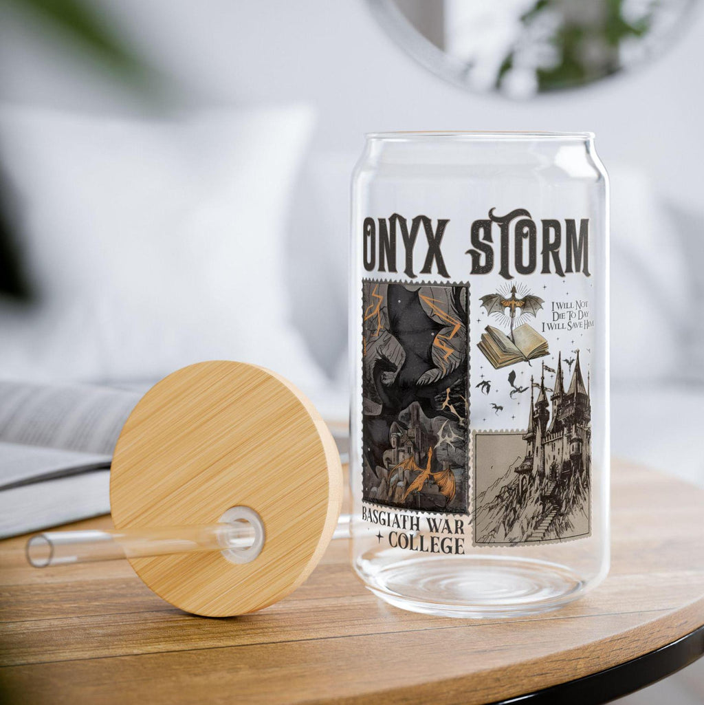 Fantasy Book Lover Glass Cup Fourth Wing Iced Coffee Cup Onyx Storm Mug Tumbler Fantasy Gift Merch Tumbler Romantasy Gift for Her Mug Gift GLVLR13