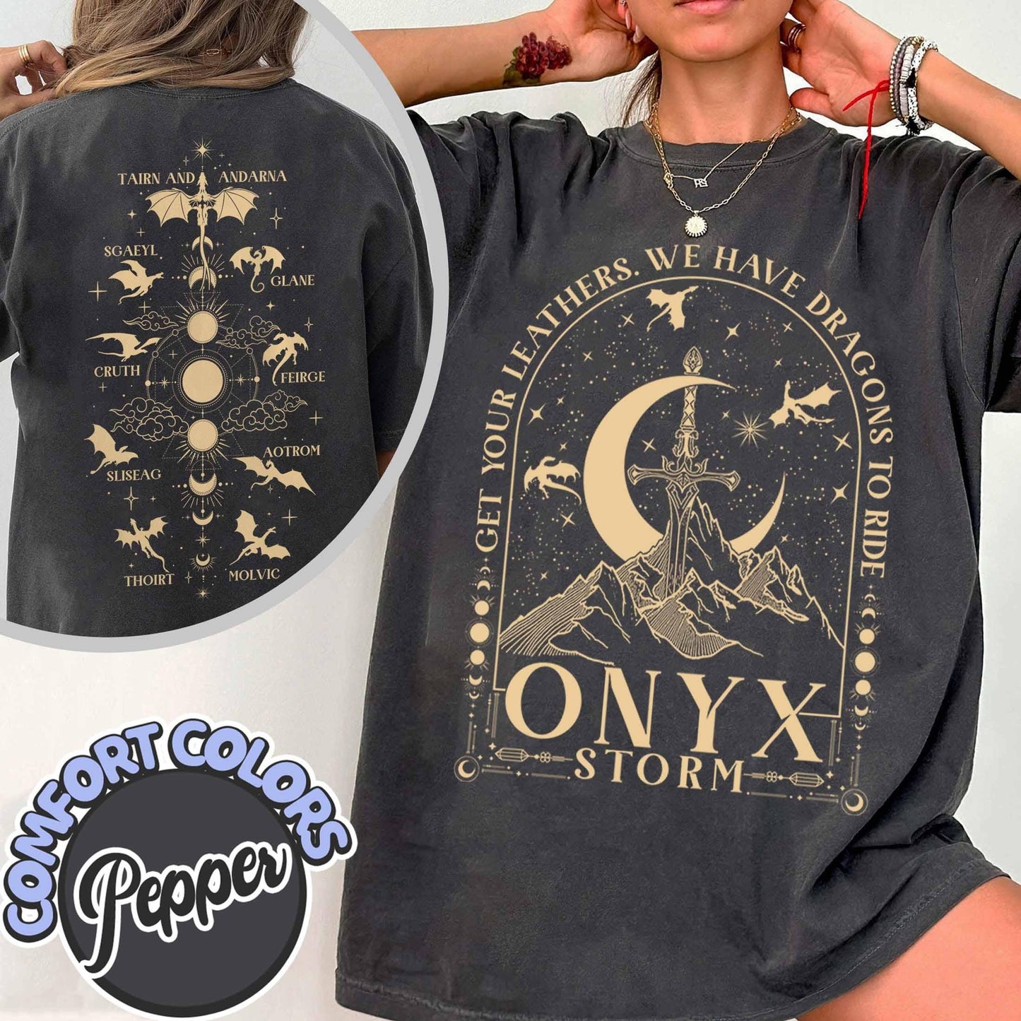 Get Your Leathers We Have Dragons to Ride Comfort Colors Shirt, Onyx Storm Shirt, Gifts for Readers, Fantasy Book Dragon Shirt,Bookish Shirt CFVLR49