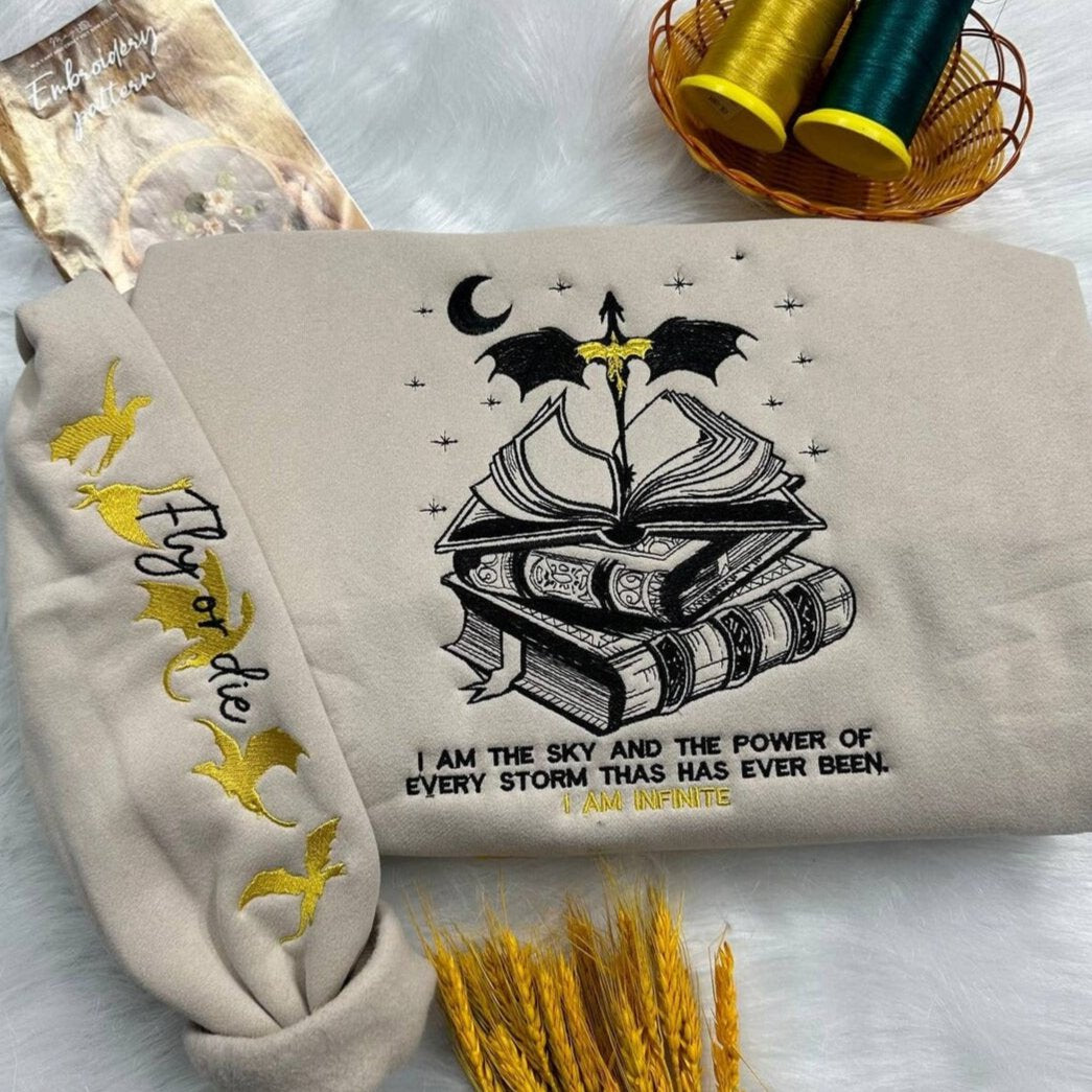 Embroidered I Am Infinite Sweatshirt, I Am The Sky And The Power Of Every Storm That Has Sweatshirt, VEMB04