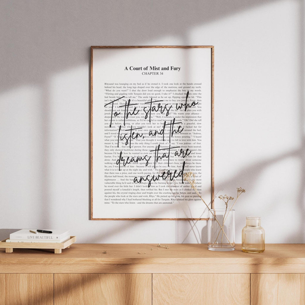ACOTAR Quote Wall Art Print, To The Stars Who Listen, A Court of Mist and Fury Chapter 34 Poster, Rhysand Quote Decor, Sarah J Maas Bookish Gift  VLRP43