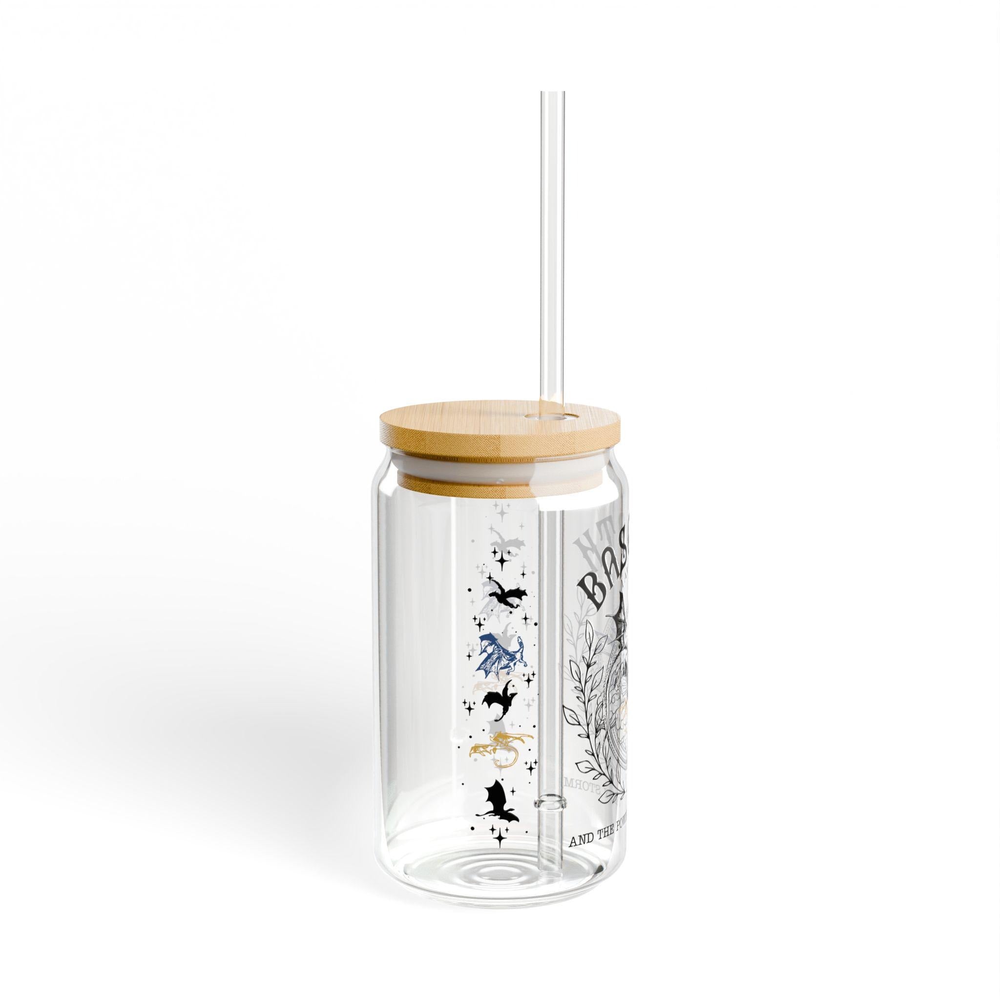 Fantasy Book Lover Glass Cup with Lid and Straw, Fourth Iced Coffee Cup, Wing Glass Tumbler, Fantasy Gift Merch Tumbler, Romantasy GLVLR14