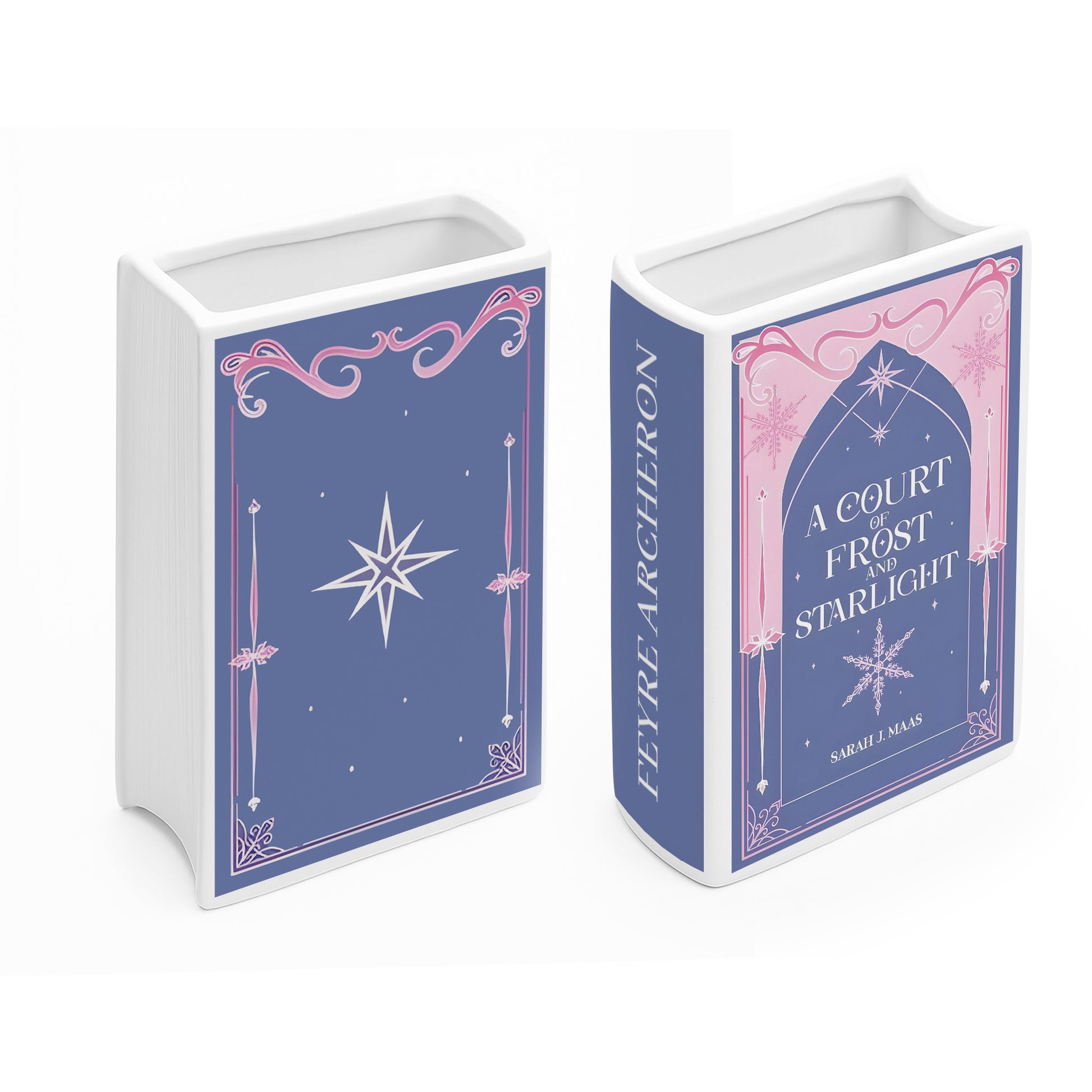 A Court of Frost and Starlight Ceramic Book Vase, Winter Fantasy Decor, Starlight Aesthetic Gift for Book Lovers CVVRL11