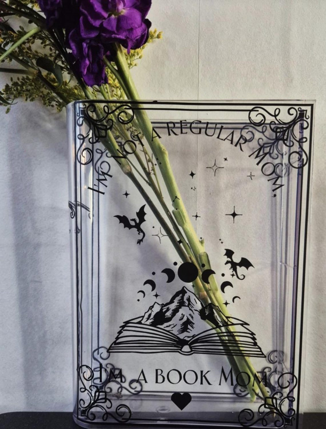 I'm A Book Mom Acrylic Book Vase, Velaris Acrylic Flower Vase, Book Lover Gift, Gifts For Book Lover, VLRBV12