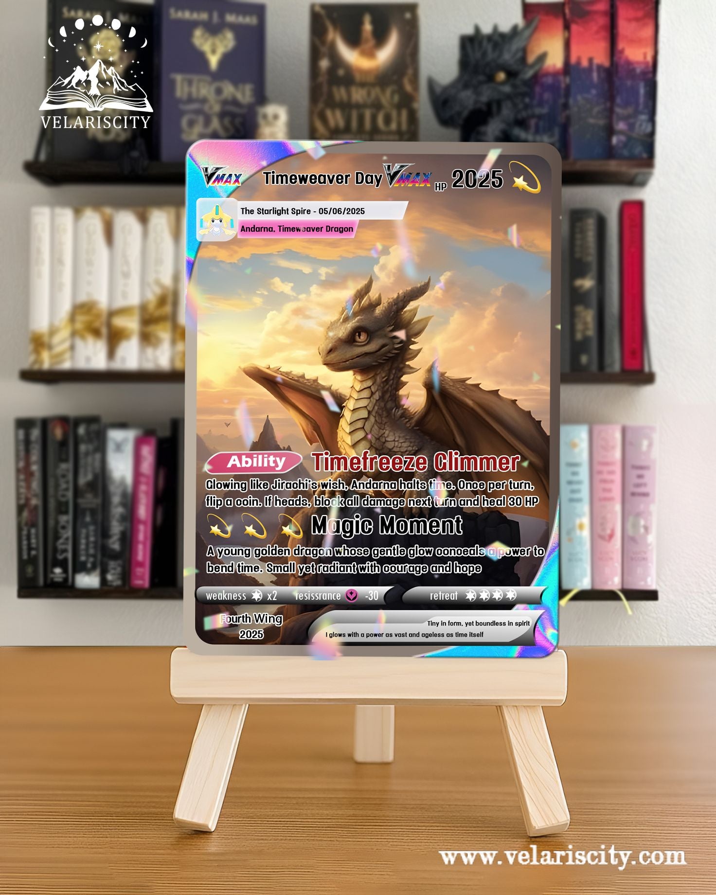 Andarna Timeweaver Dragon Custom Card, Fourth Wing Fan Art, Fantasy Collectible Gift, Unique Gift for Fans CVLR012