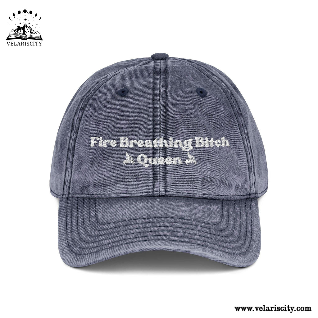 Fire Breathing Bitch Queen Throne of Glass Fireheart Vintage Embroidered Cap, Bookish Gift VLRH03