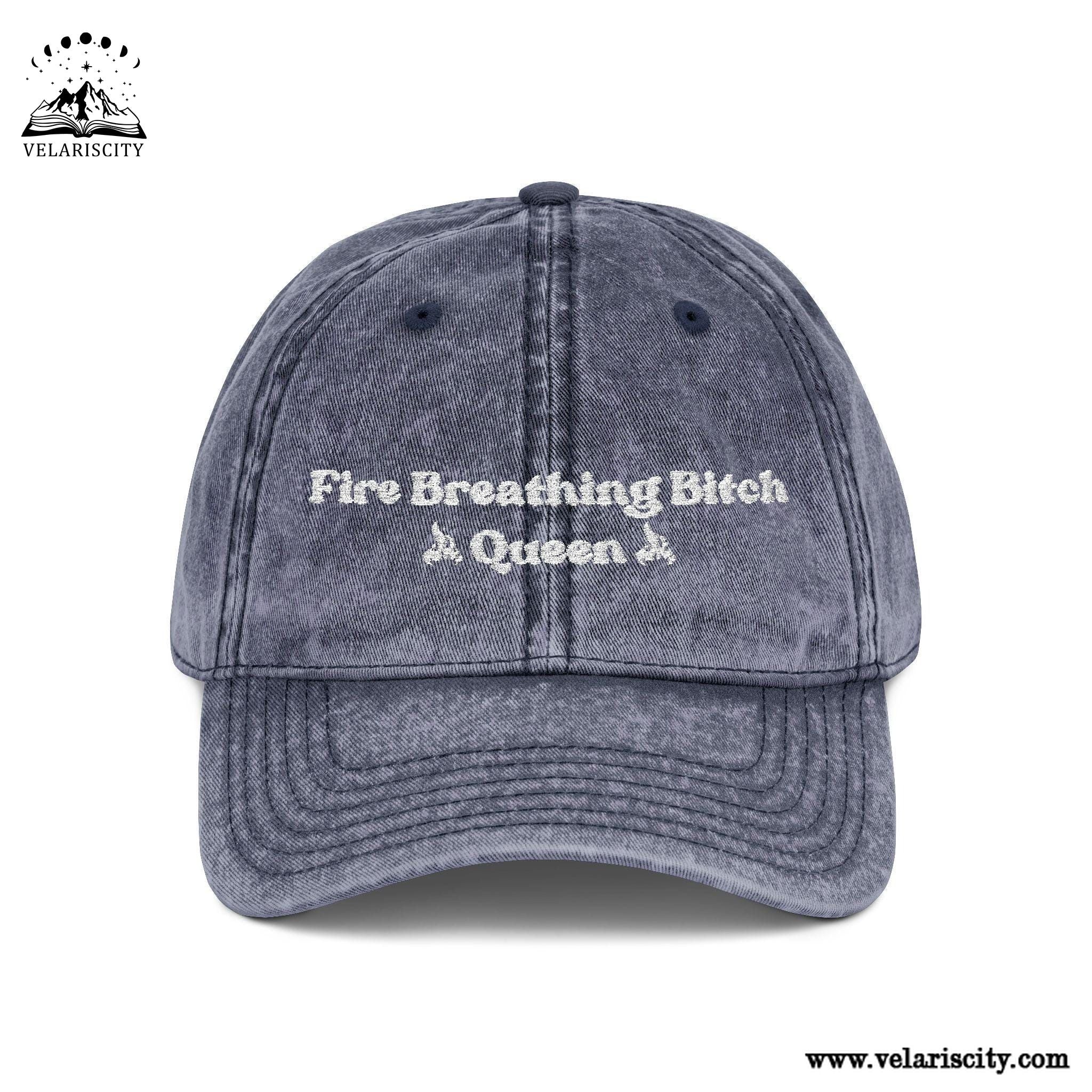 Fire Breathing Bitch Queen Throne of Glass Fireheart Vintage Embroidered Cap, Bookish Gift VLRH03