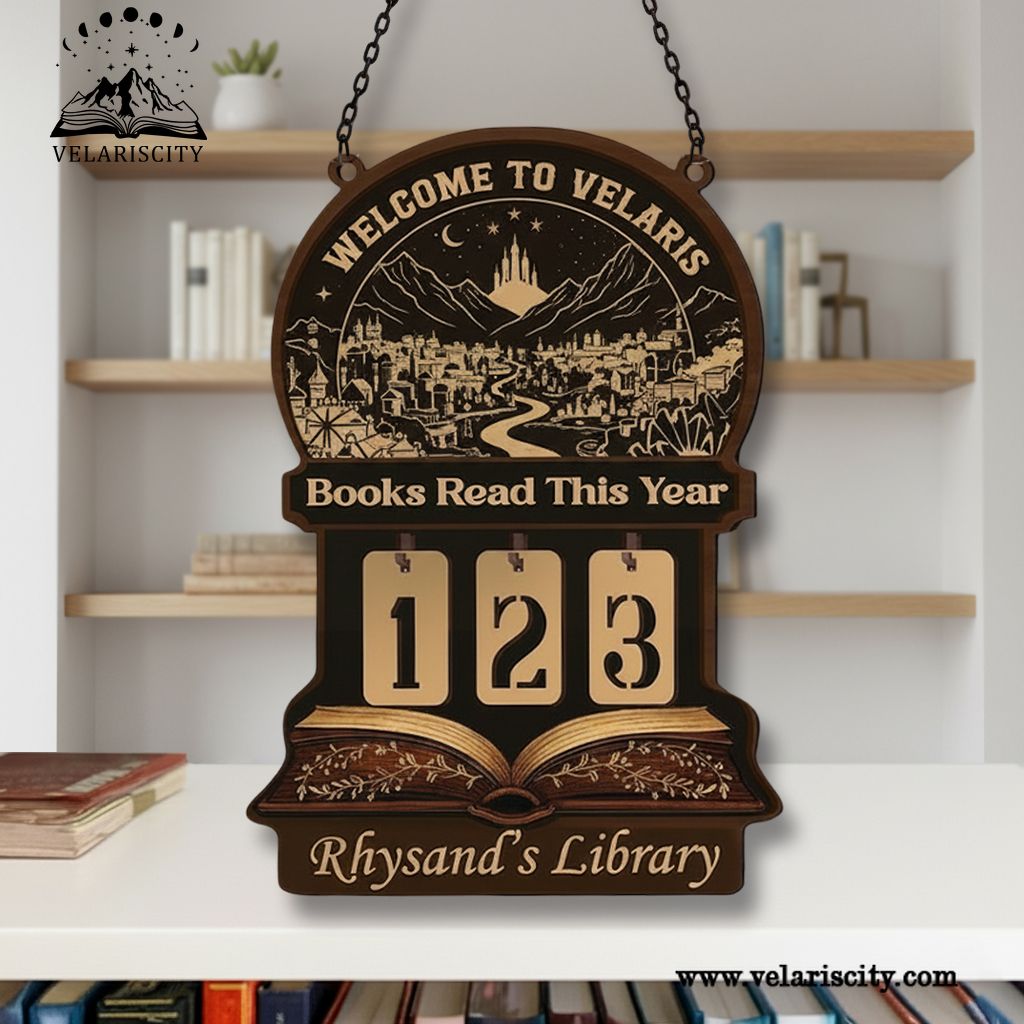 Velaris Book Tracker Sign, Personalized Library Book Tracker Sign, ACOTAR Bookish Sign, Book Lover Gift, Wooden Wall Sign BTVLR12