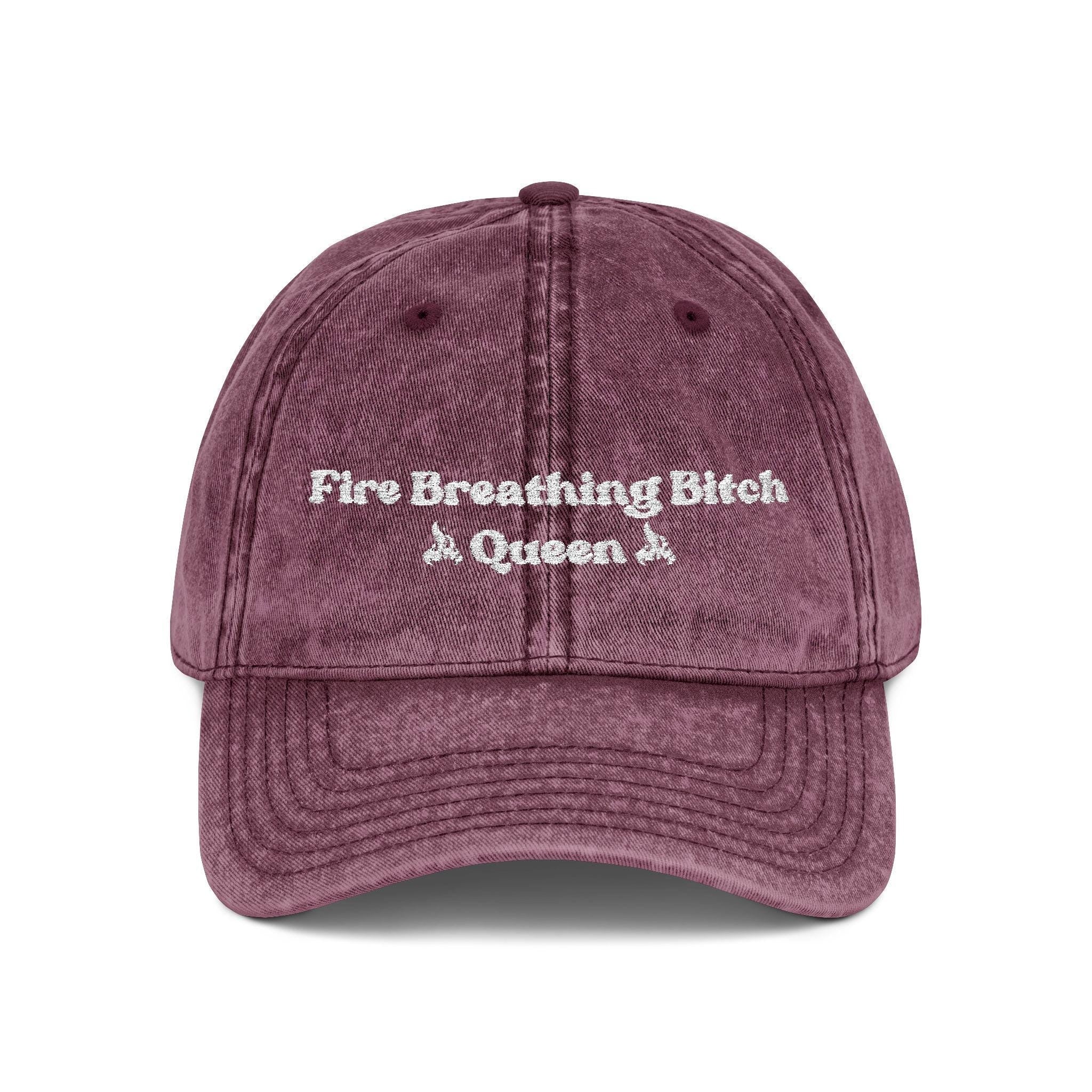 Fire Breathing Bitch Queen Throne of Glass Fireheart Vintage Embroidered Cap, Bookish Gift VLRH03