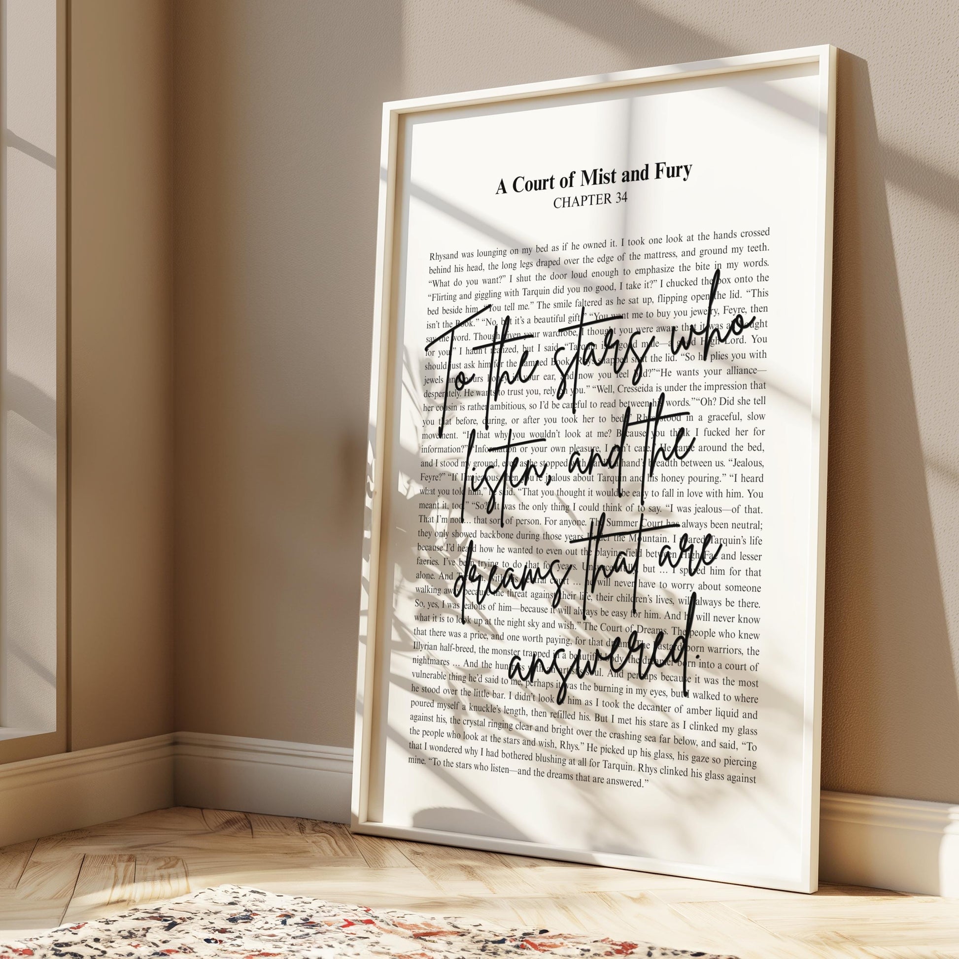 ACOTAR Quote Wall Art Print, To The Stars Who Listen, A Court of Mist and Fury Chapter 34 Poster, Rhysand Quote Decor, Sarah J Maas Bookish Gift  VLRP43