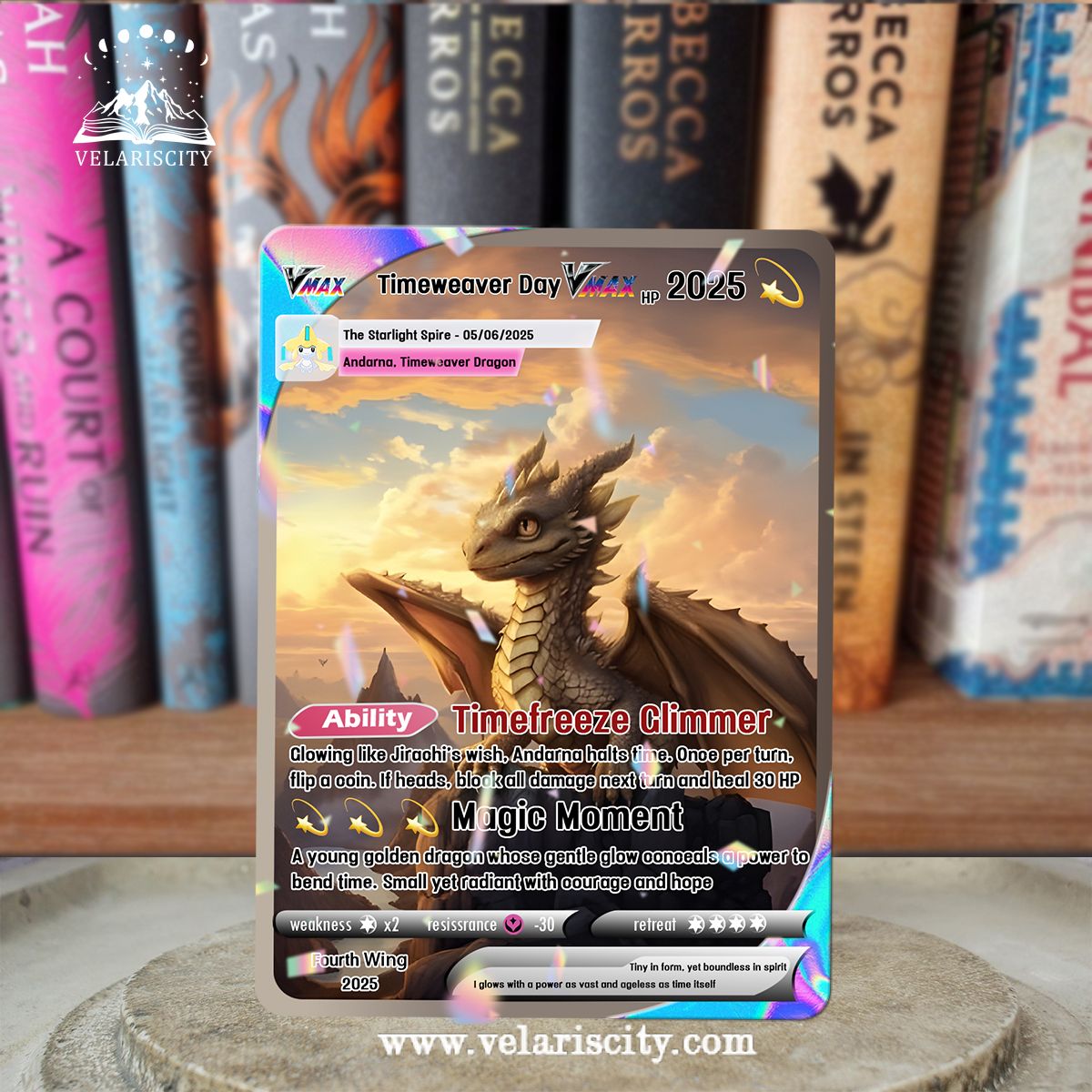 Andarna Timeweaver Dragon Custom Card, Fourth Wing Fan Art, Fantasy Collectible Gift, Unique Gift for Fans CVLR012